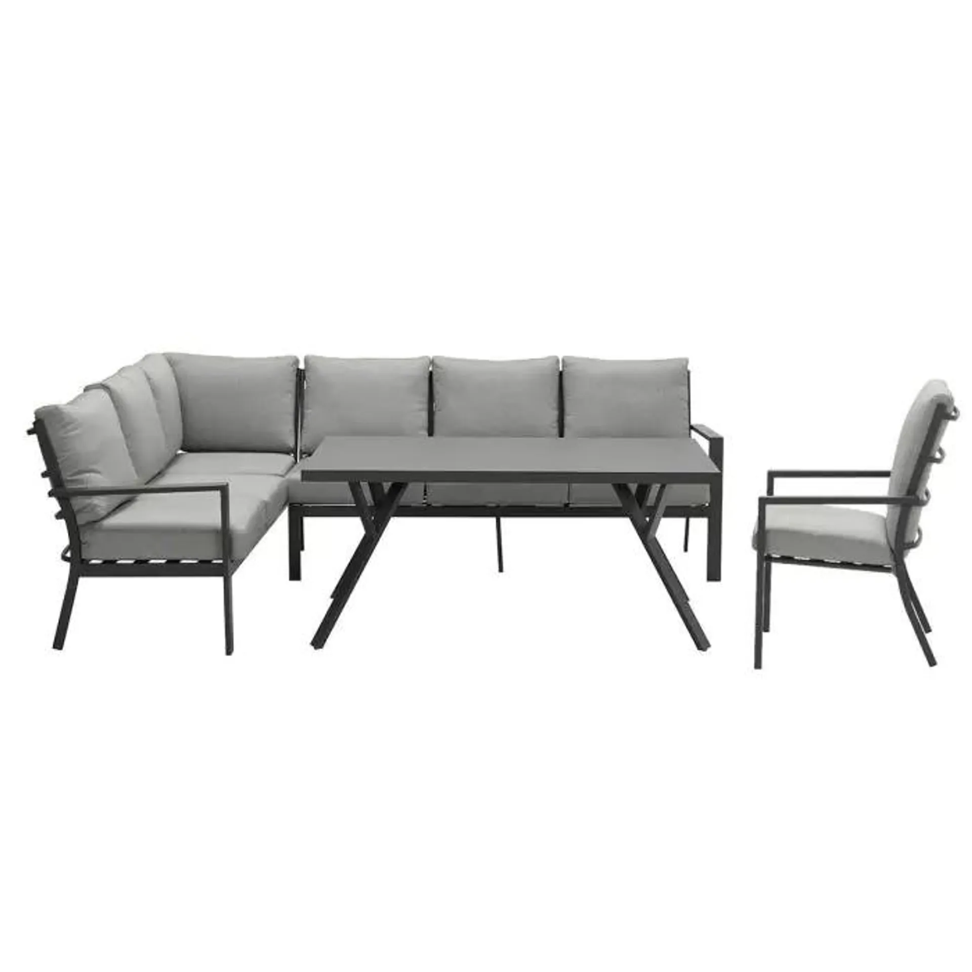 Senja lounge dining set 4-delig links incl. stoel - donker grijs