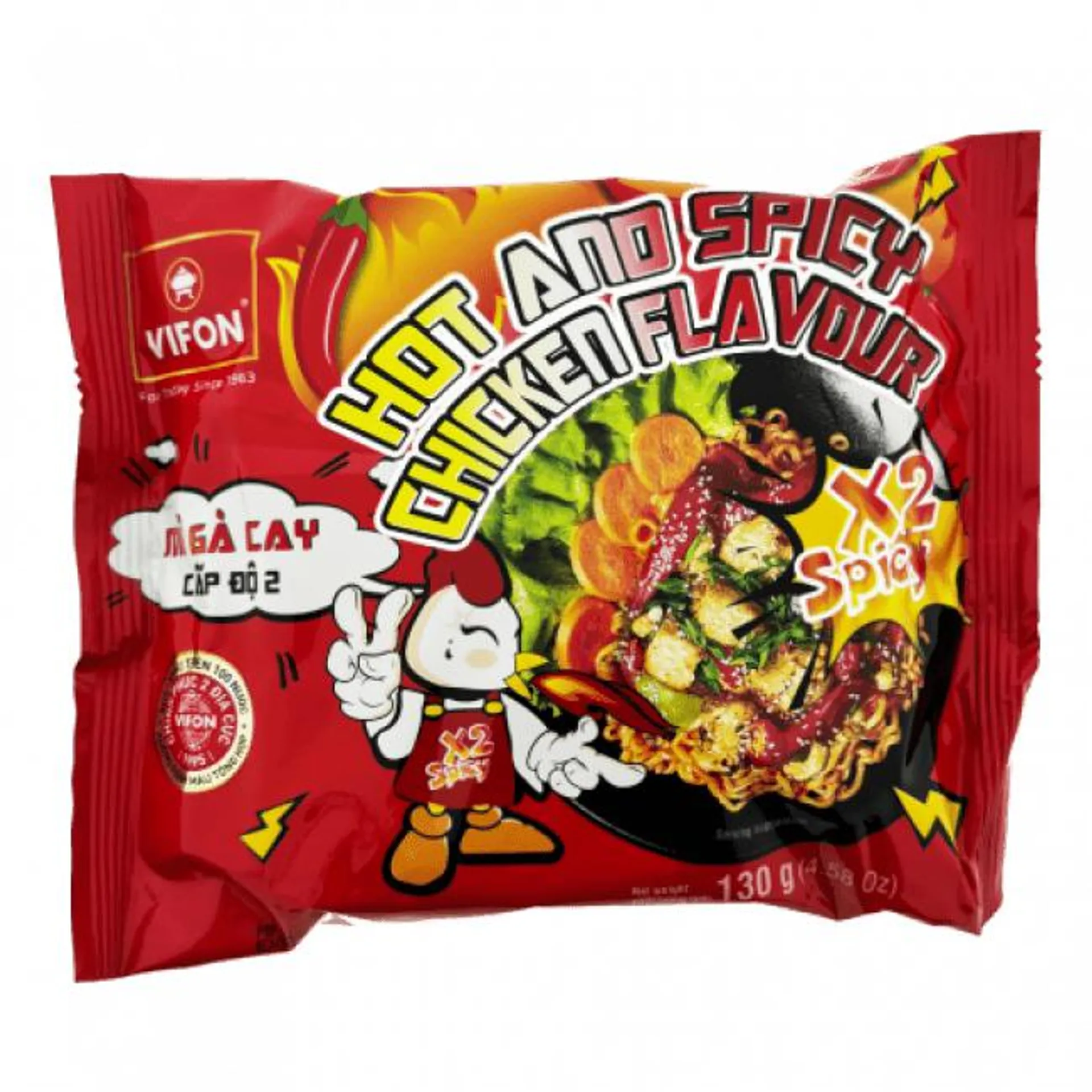 Vifon Instant Noedels met Hete Kipsmaak (x2 Pittig) 130g