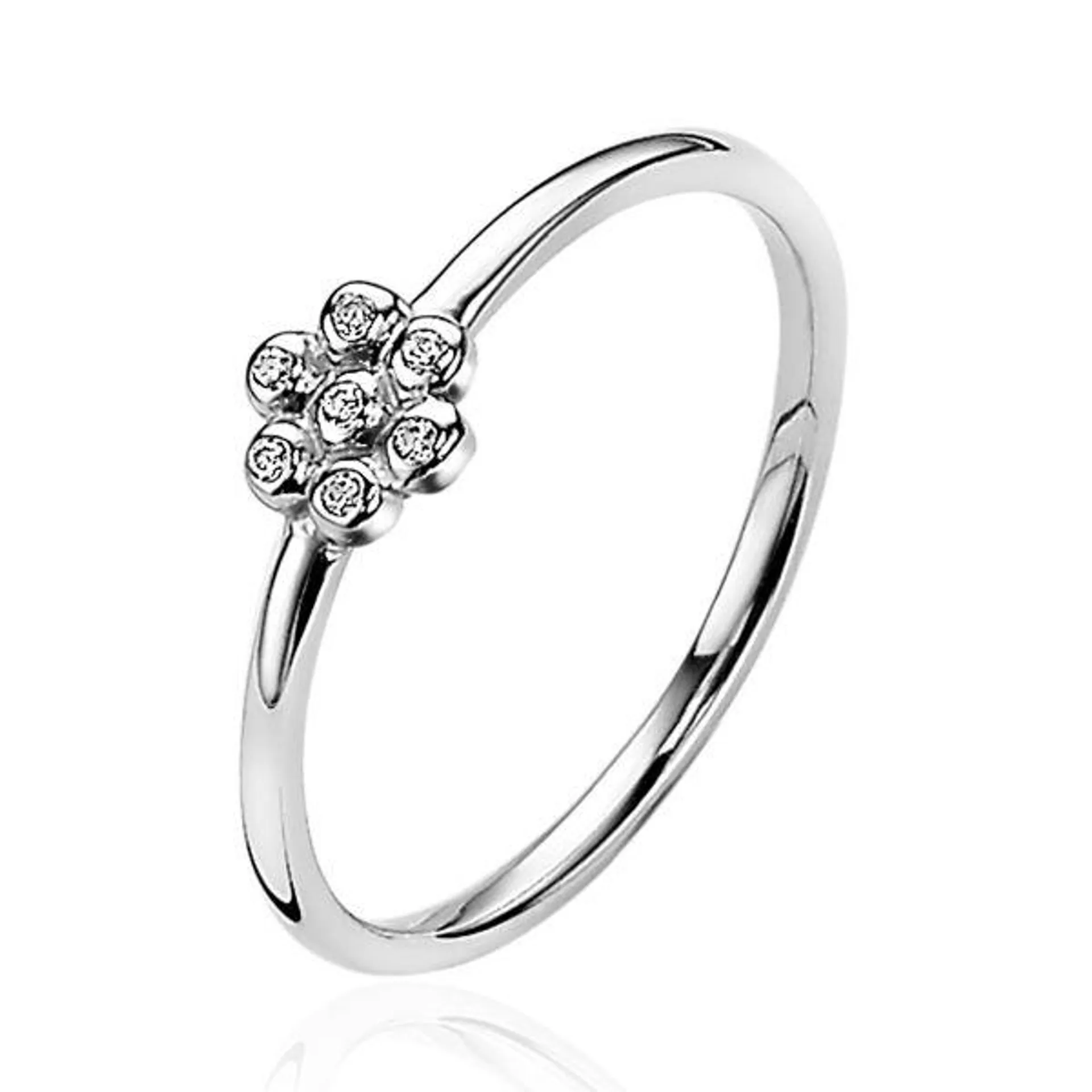 ZINZI Sterling Silver Ring Flower 5,5mm White Zirconias ZIRBF46