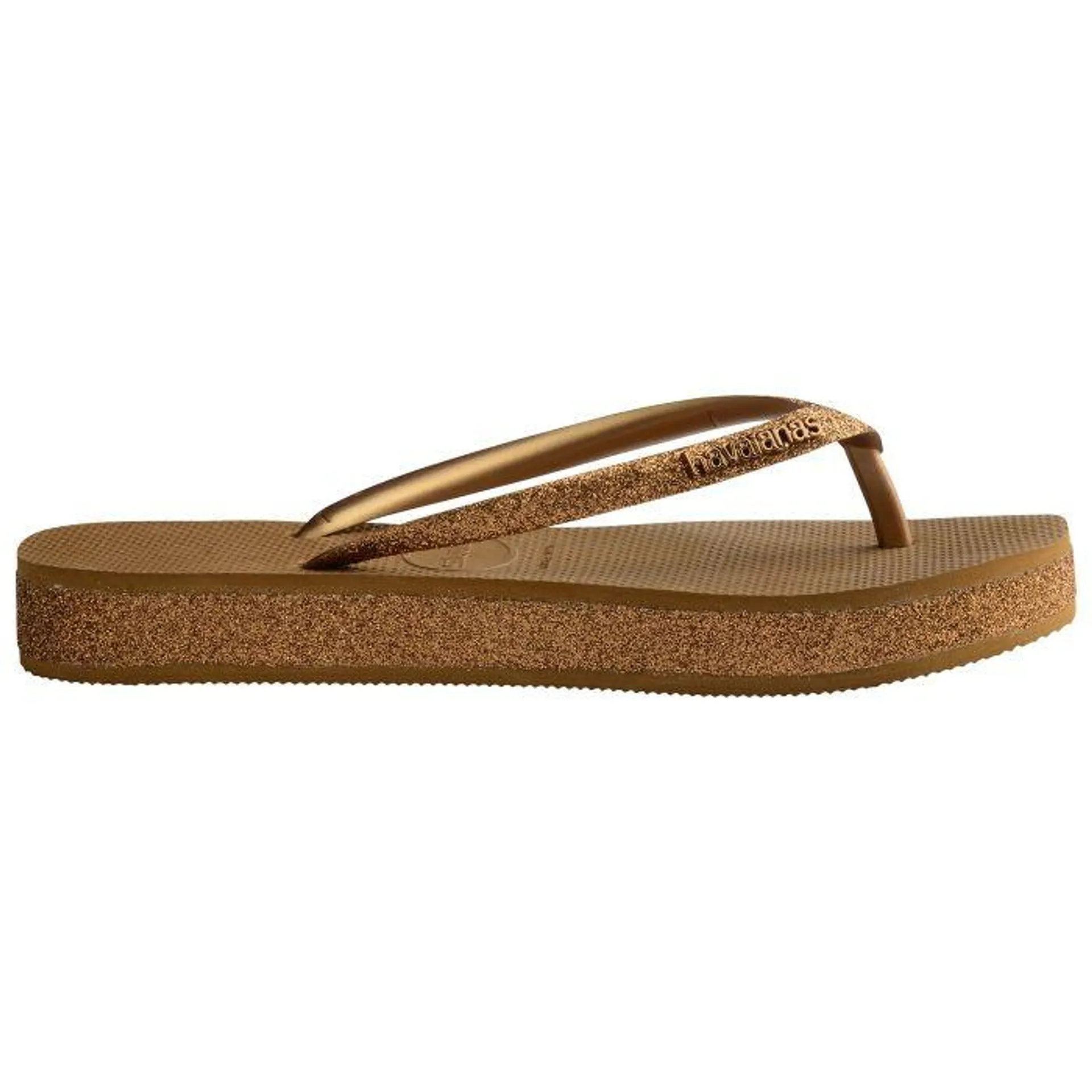 Slim Flatform Sparkle slippers dames bronze