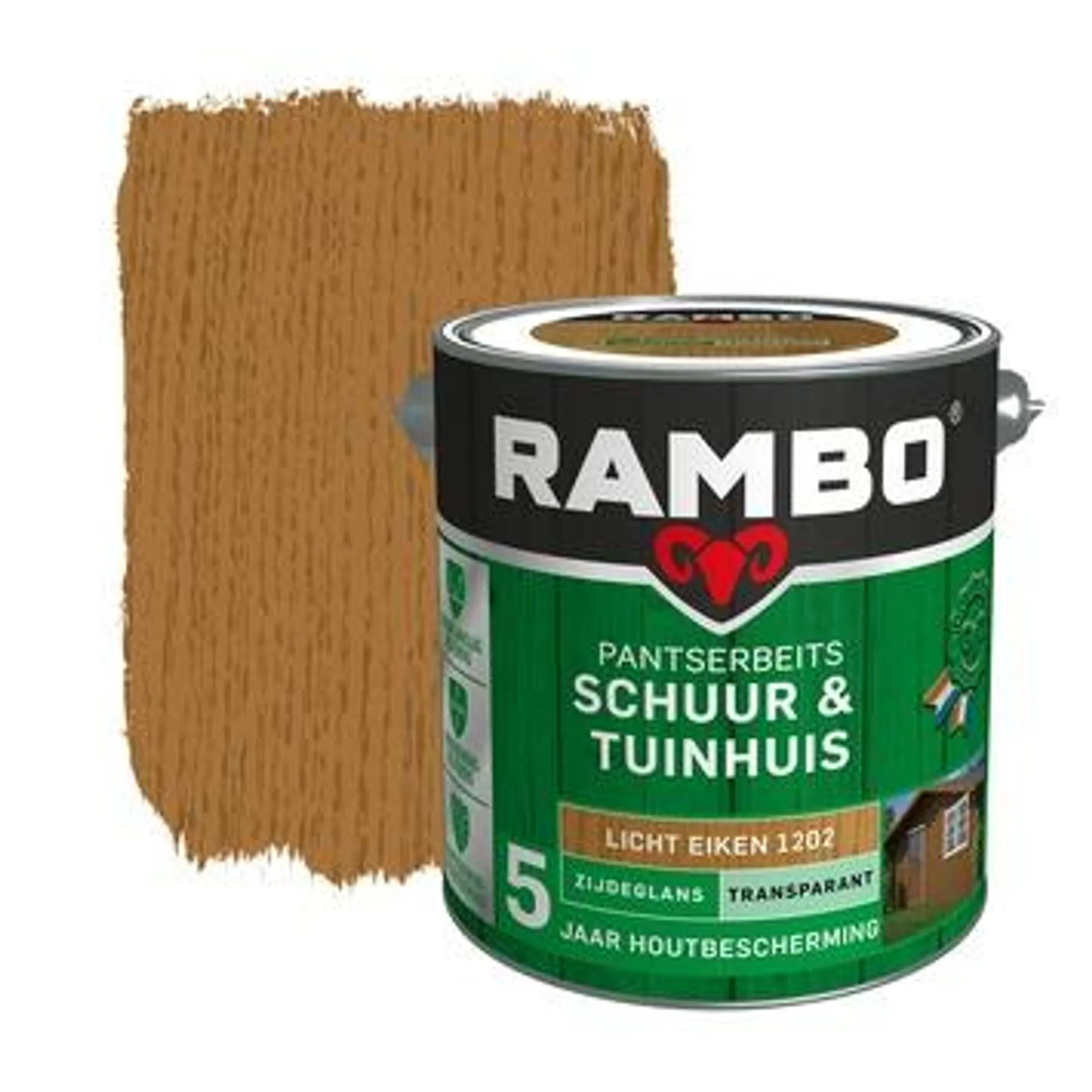 Rambo pantserbeits schuur & tuinhuis transparant licht eiken zijdeglans 2,5 liter