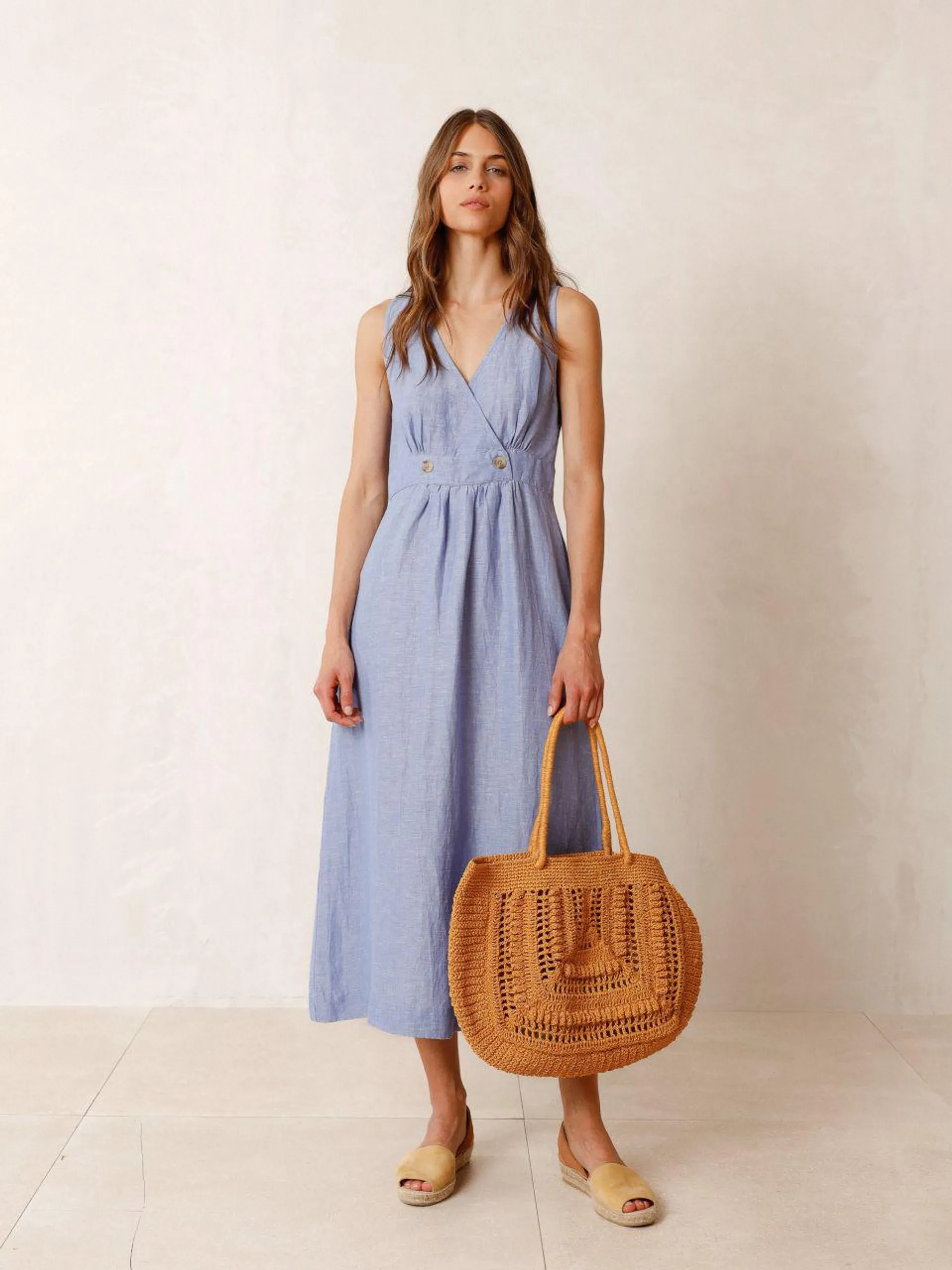 CROSSOVER LINEN DRESS