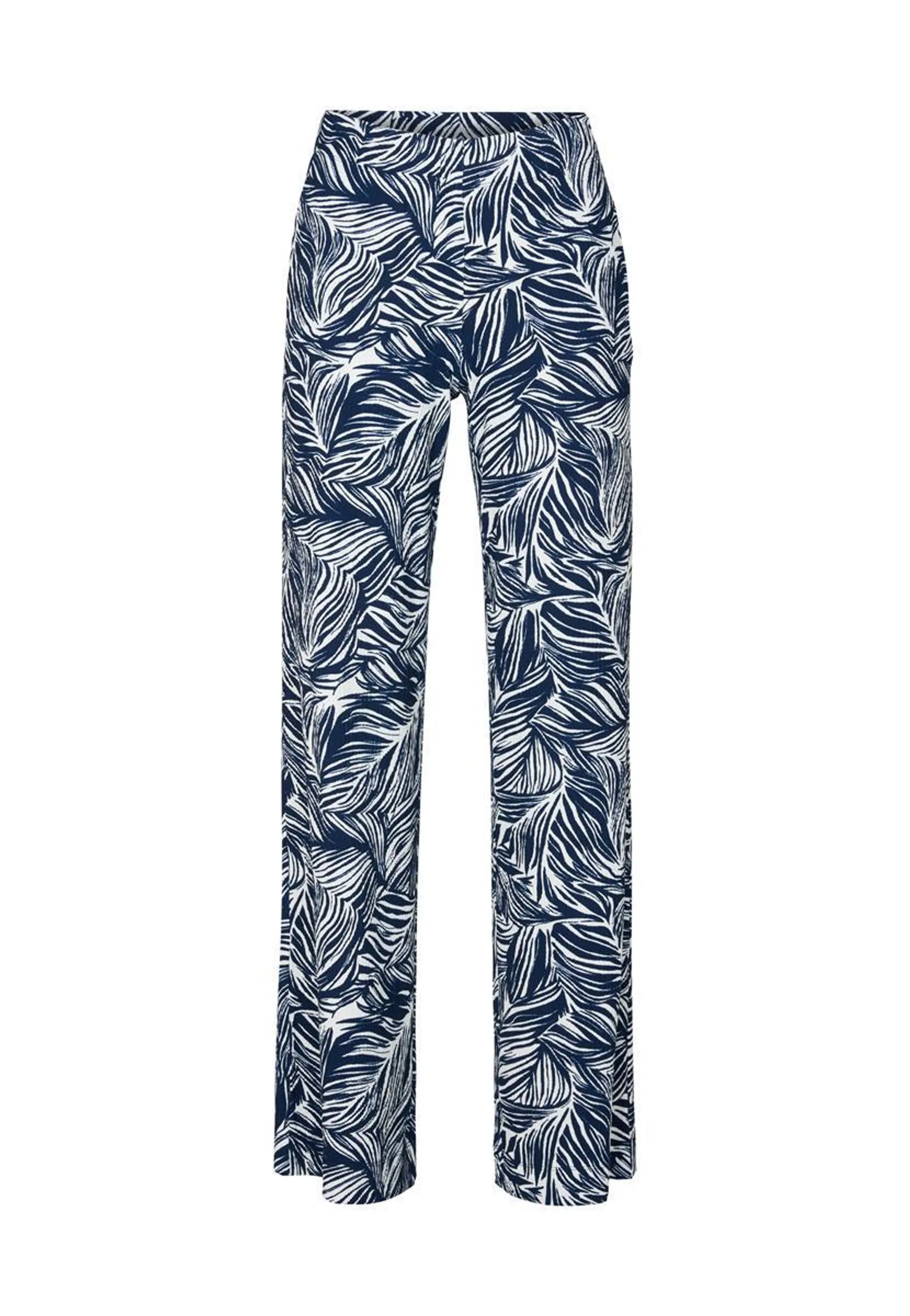 Broek wide leg print blauw 32"