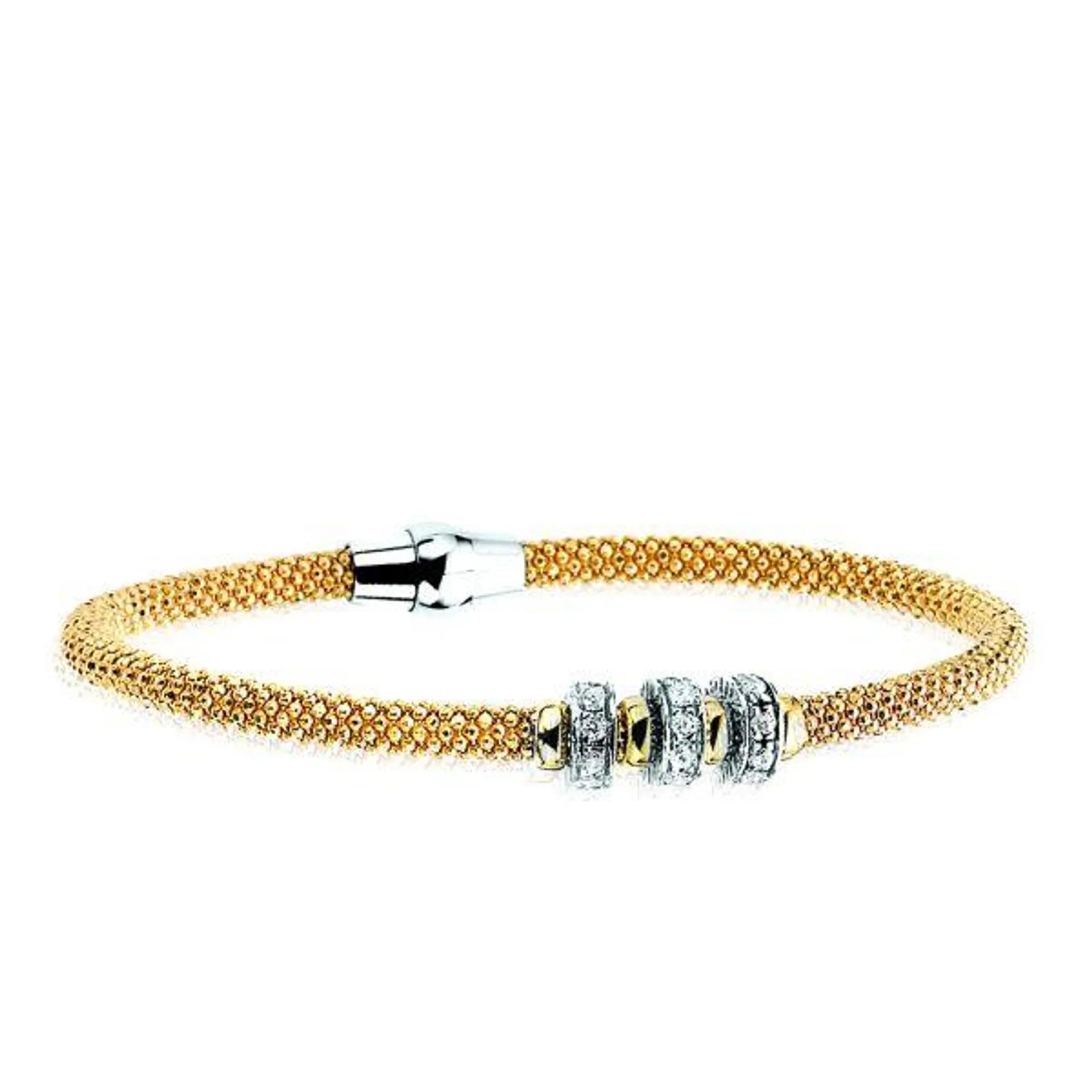 ZINZI Gold Plated Sterling Silver Bracelet White Zirconias diameter 60mm ZIA839G