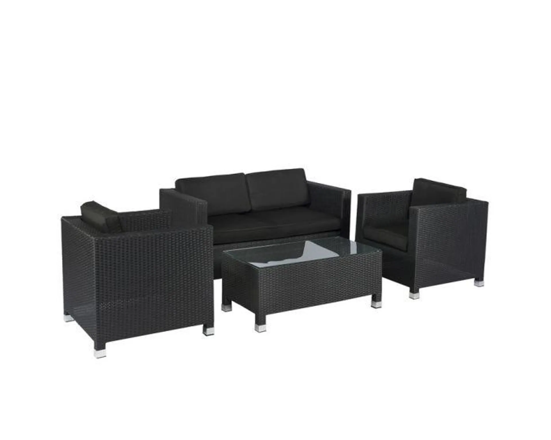 Zithoek "Bari" Loungeset wicker - Zwart- Pure Garden & Living