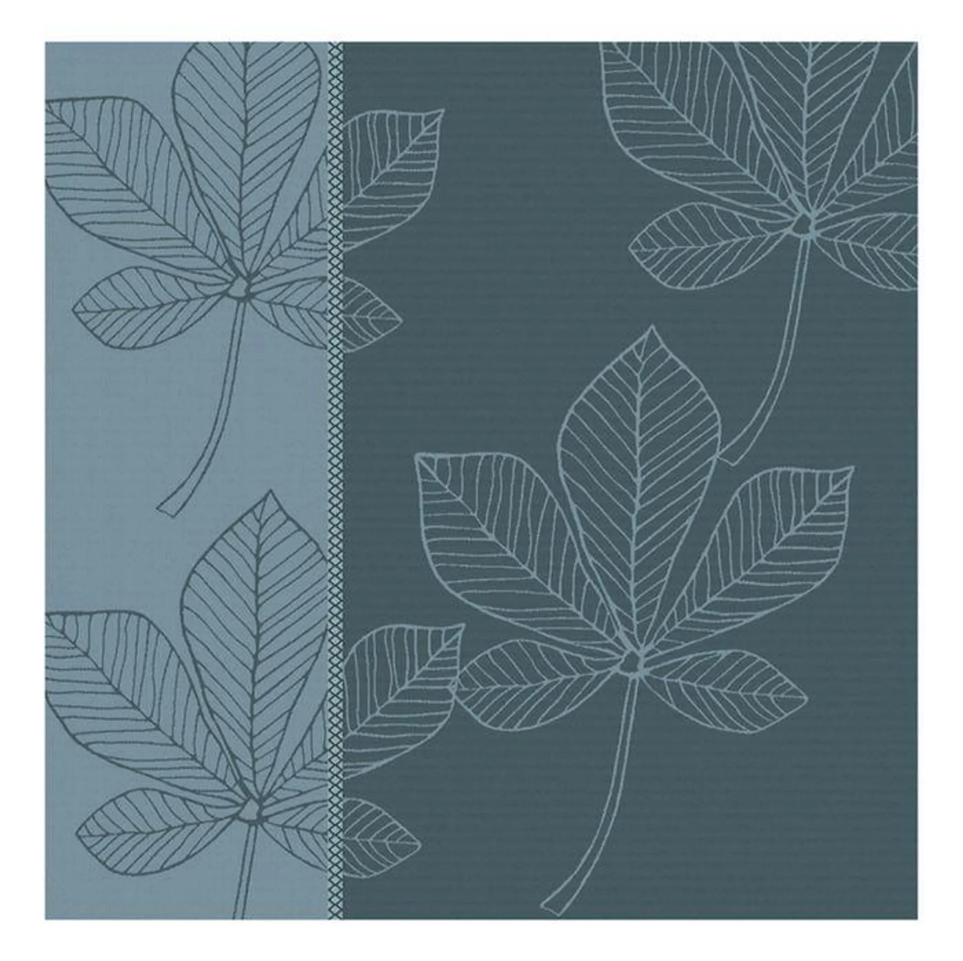 DDDDD Theedoek Leaves 60x65cm - atlantic blue - set van 6