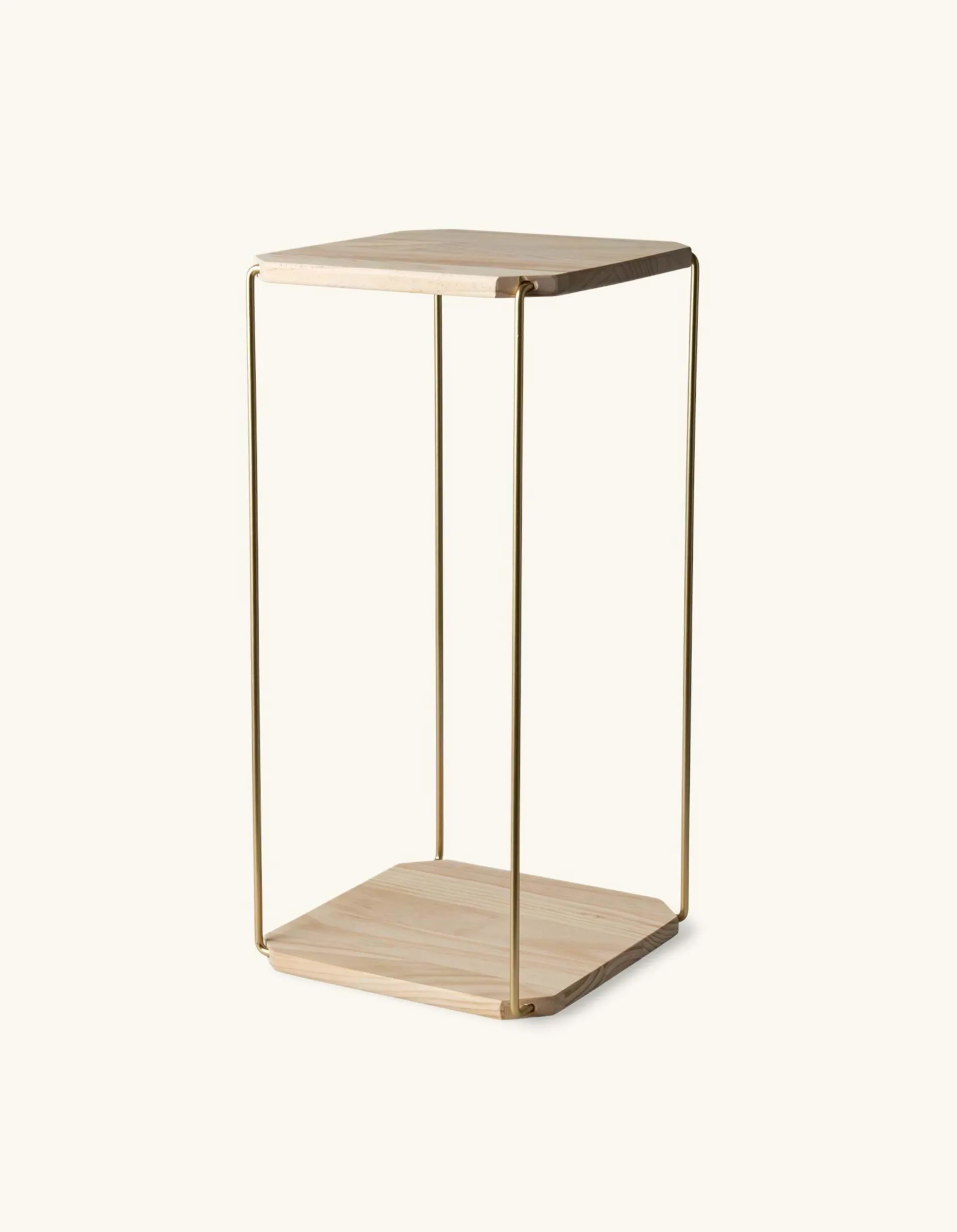 Plantentafel Grenenhout/ijzer. 25 x 25 x 52 cm.