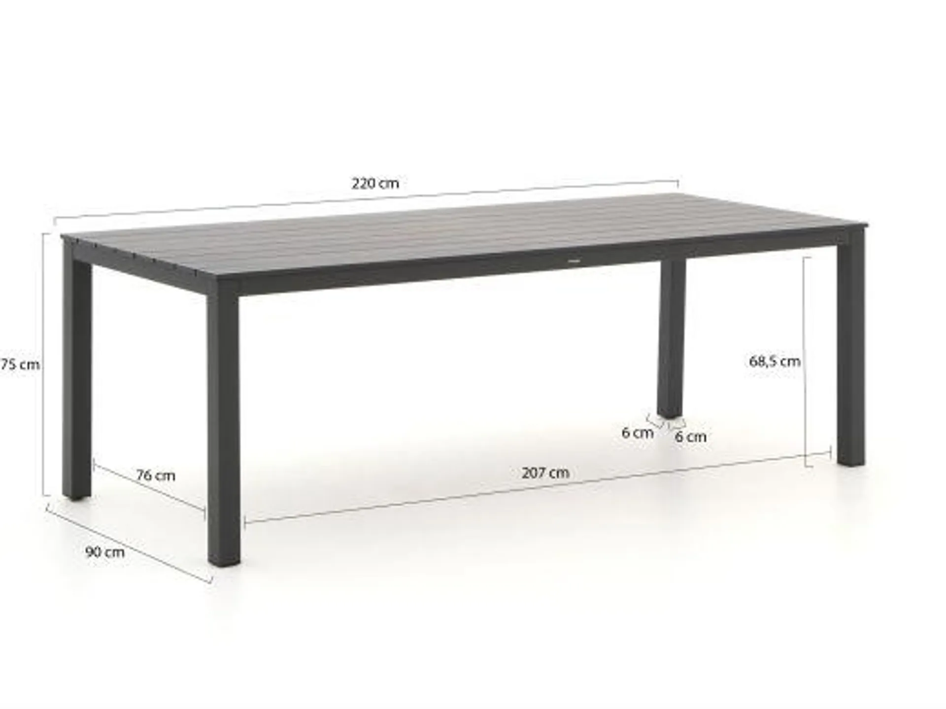 Manifesto Villongo/Menzano 220cm dining tuinset 7-delig stapelbaar