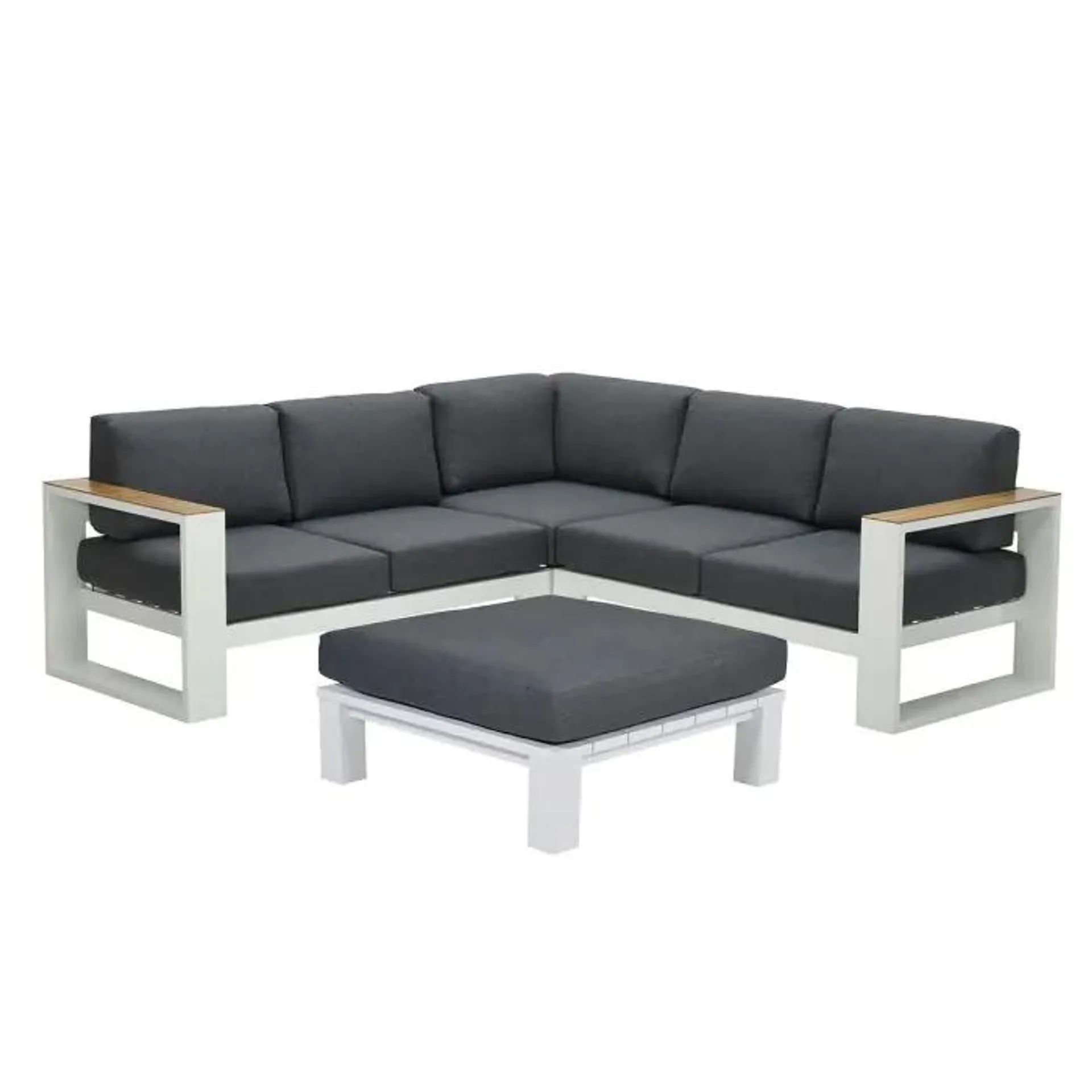 Plaza loungeset 4-delig - wit - teak look