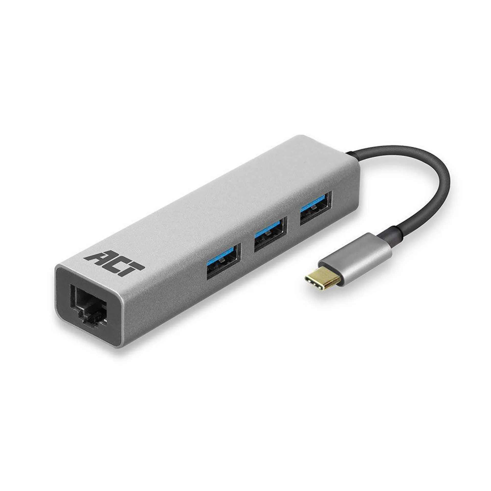 ACT USB 3.1(gen1) USB-C Adapter, 3x USB A, 1 RJ45, LAN, Gigabit, AC7055