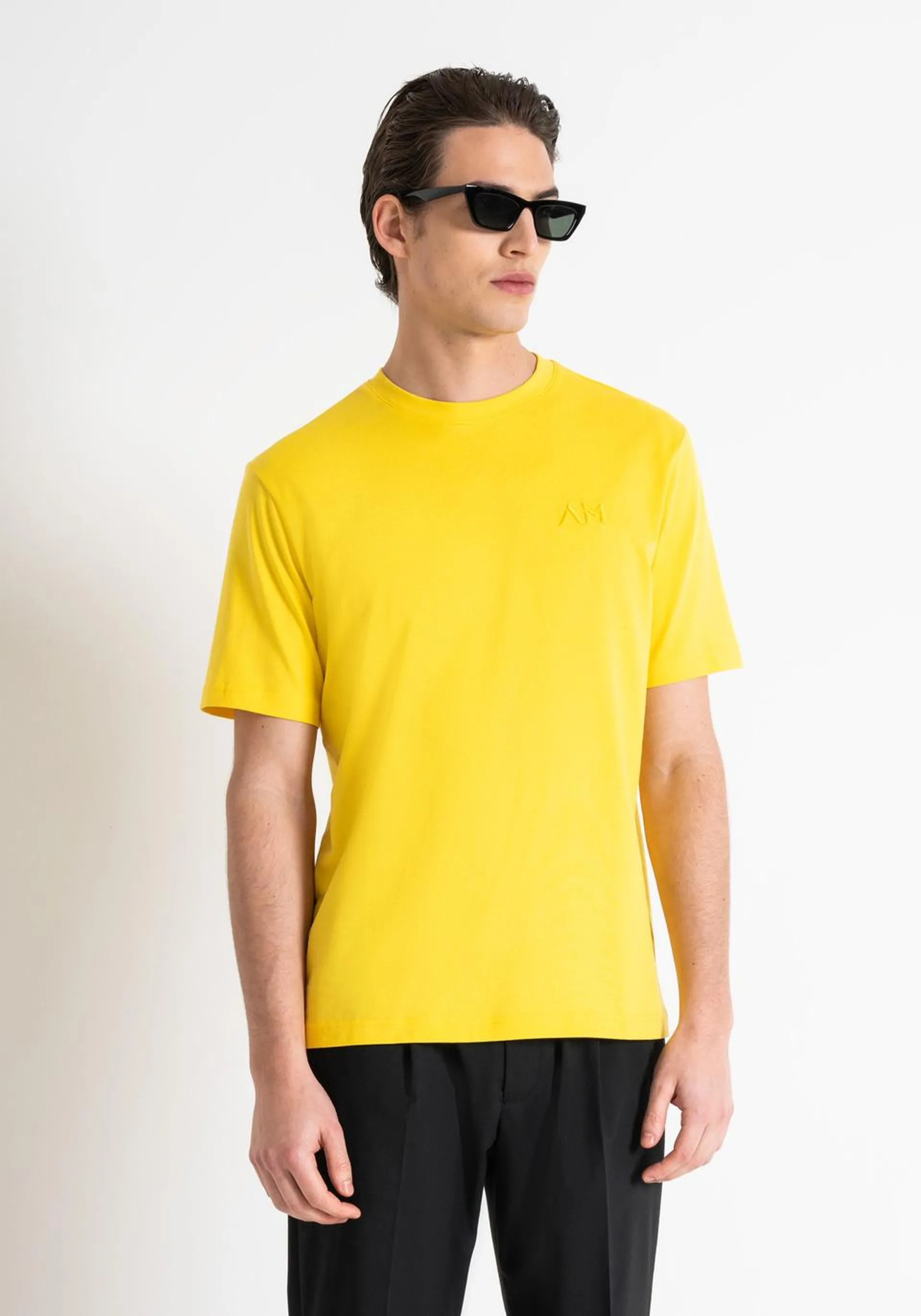 RELAXED FIT COTTON T-SHIRT WITH EMBROIDERED LOGO