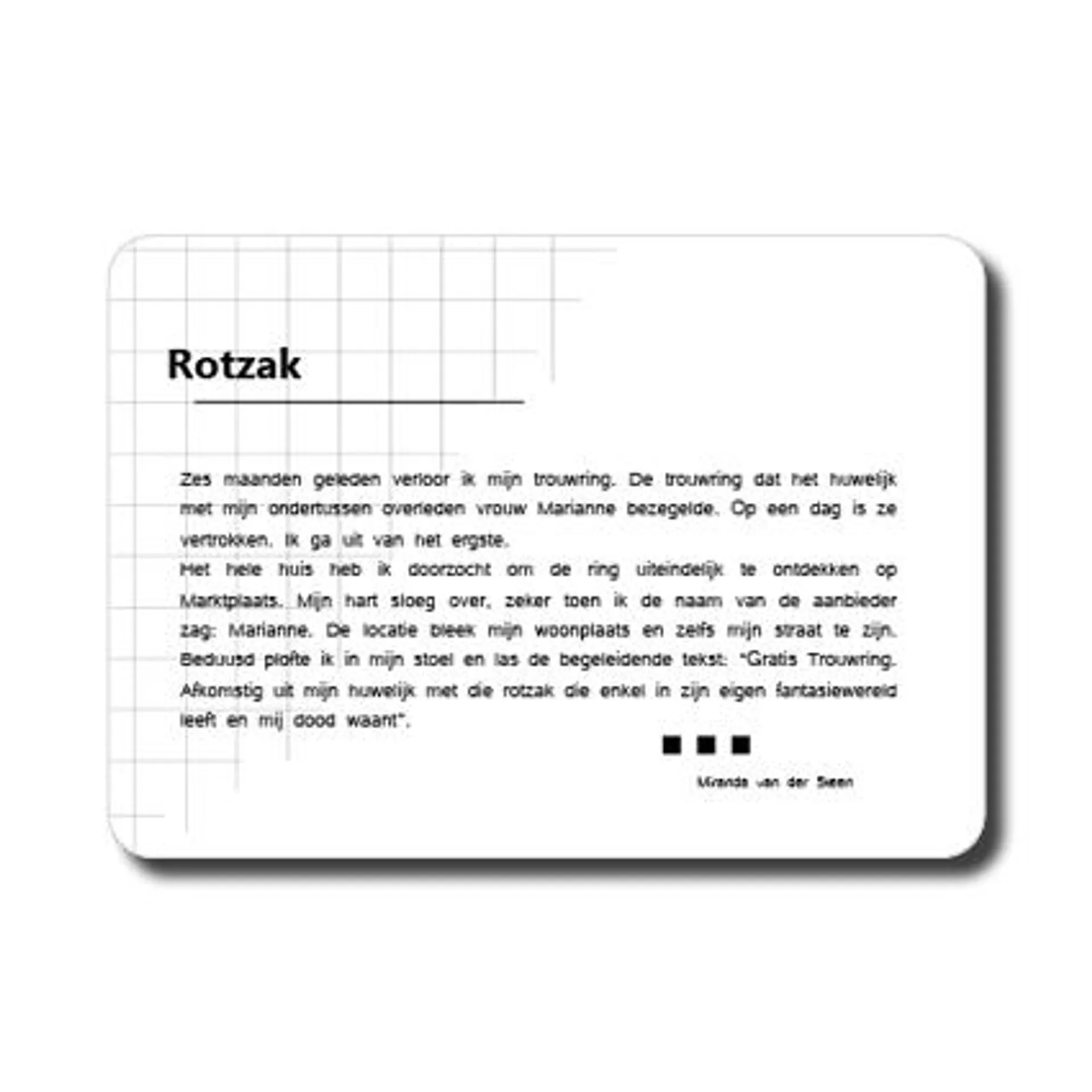 Ansichtkaart ‘Rotzak’ (zeer kort verhaal)