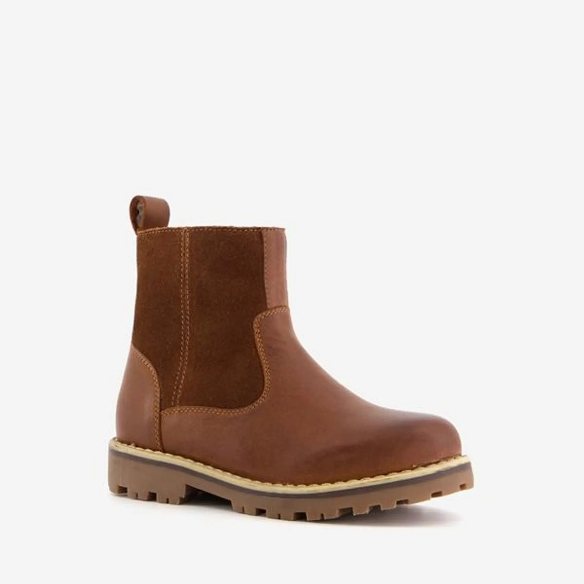 Groot leren jongens Chelsea boots cognac/bruin