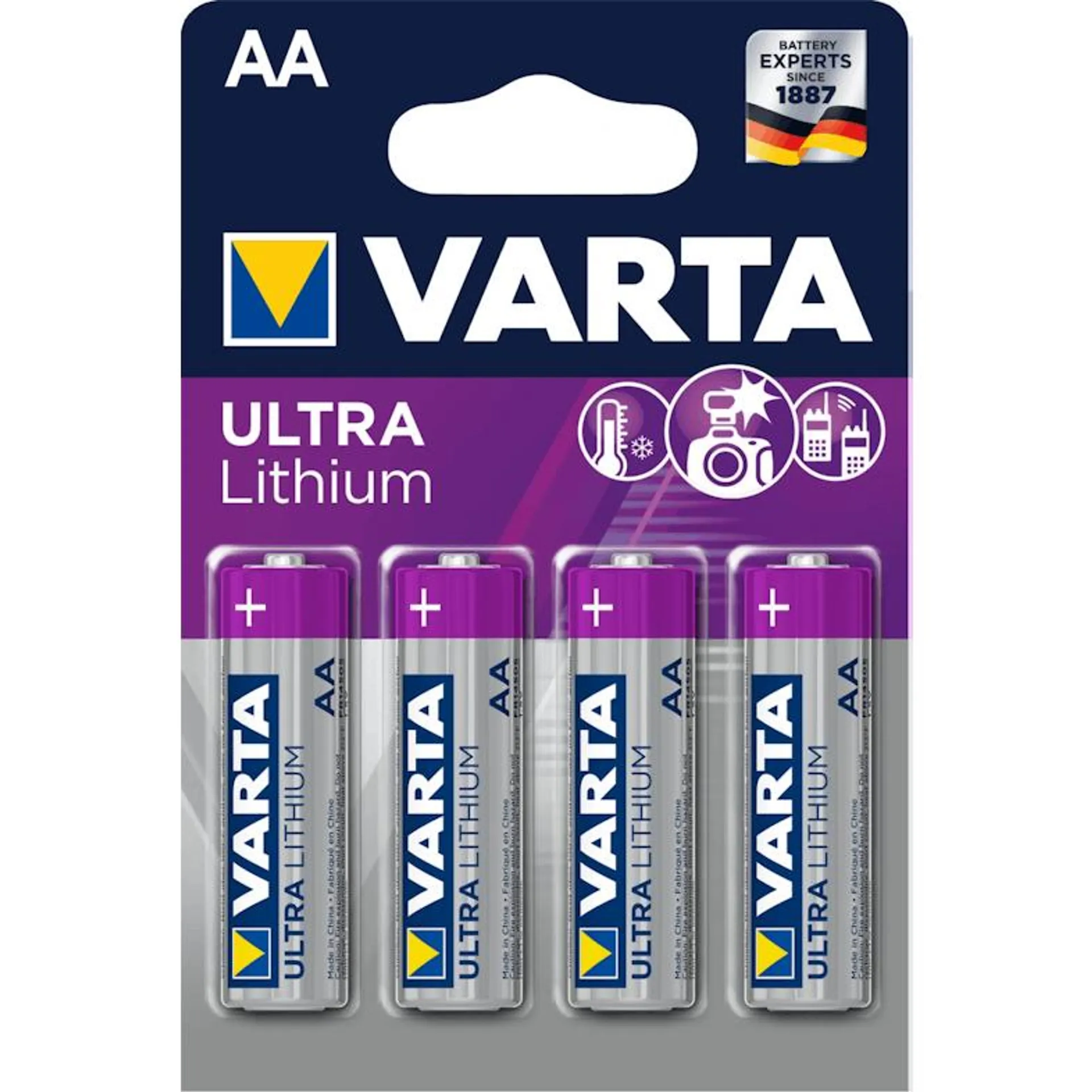 Varta lithium mignon-batterijen aa fr06 1,5v blisterverpakking (4-pack) 06106 301 404