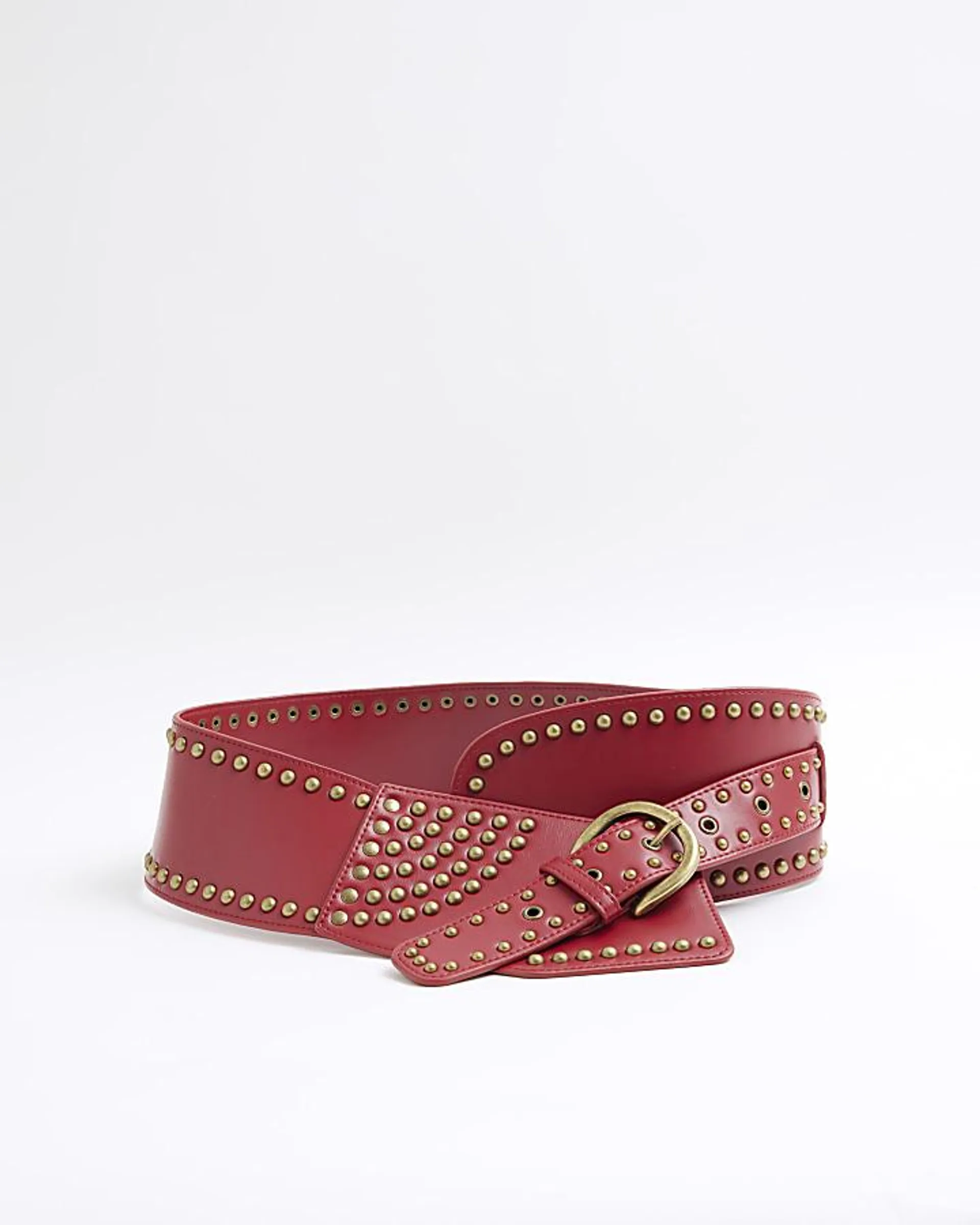 Red studded wide belt