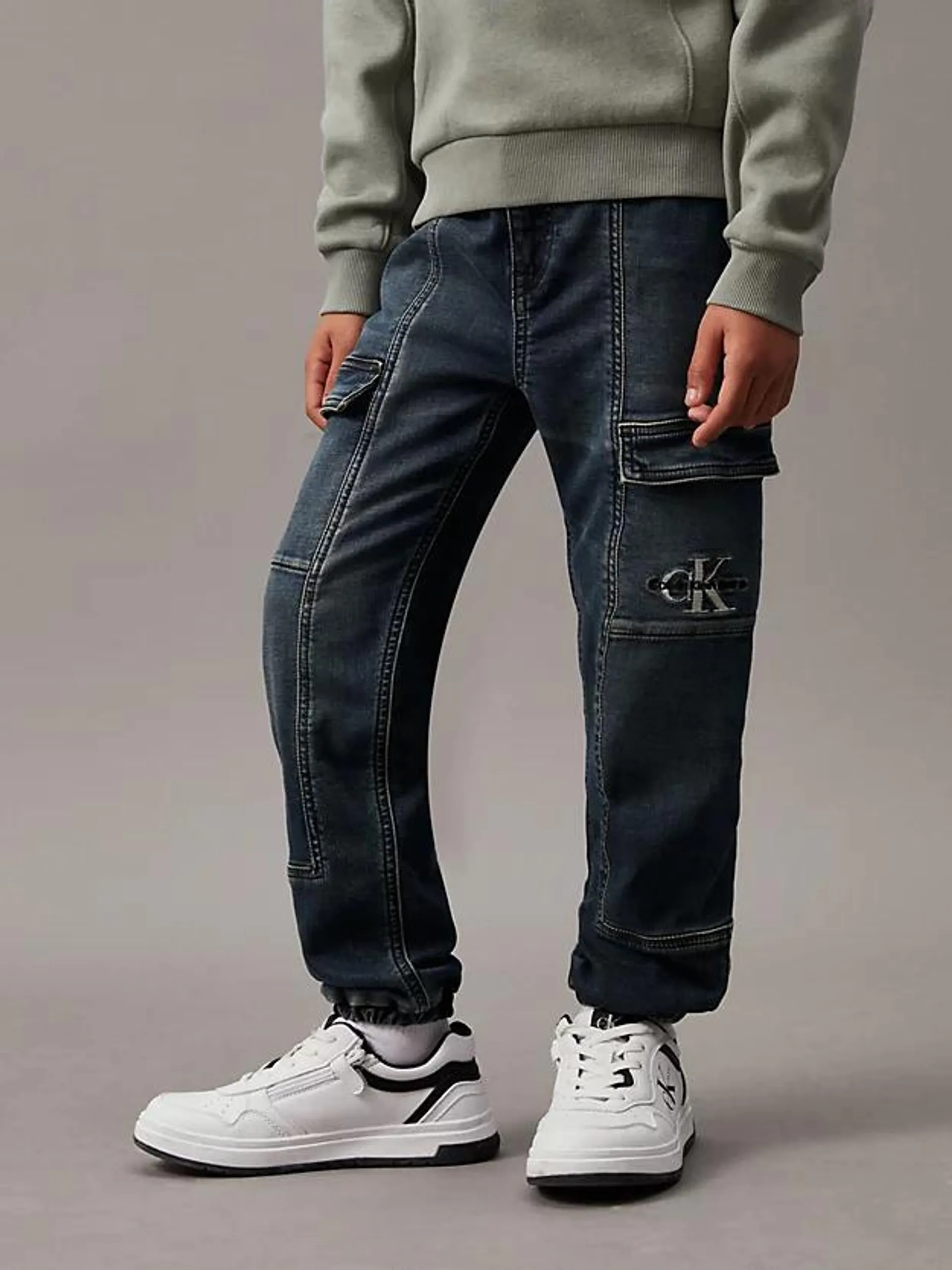 Denim cargo joggingbroek