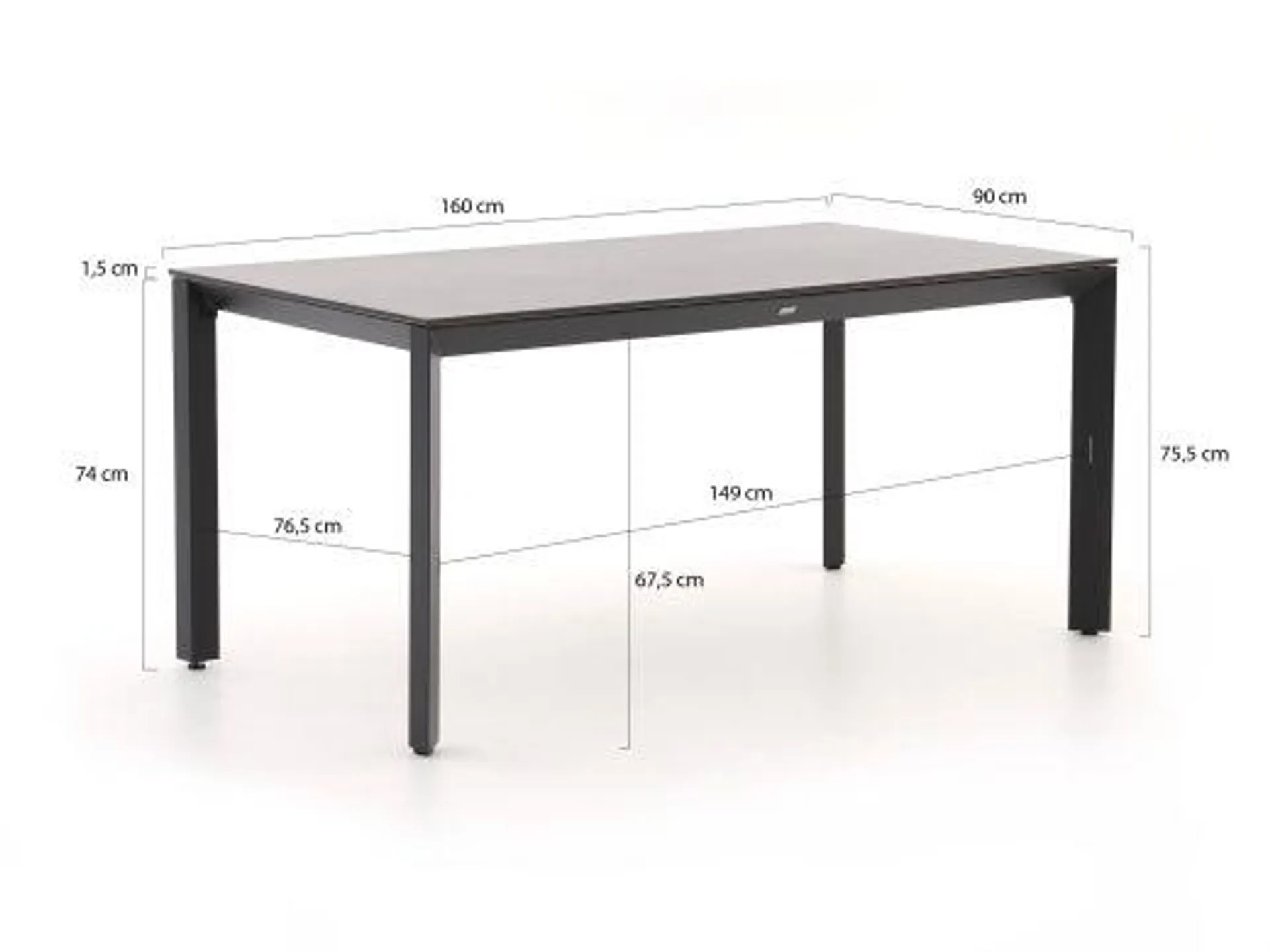 Bellagio Rumo/Sestino 160cm dining tuinset 5-delig stapelbaar