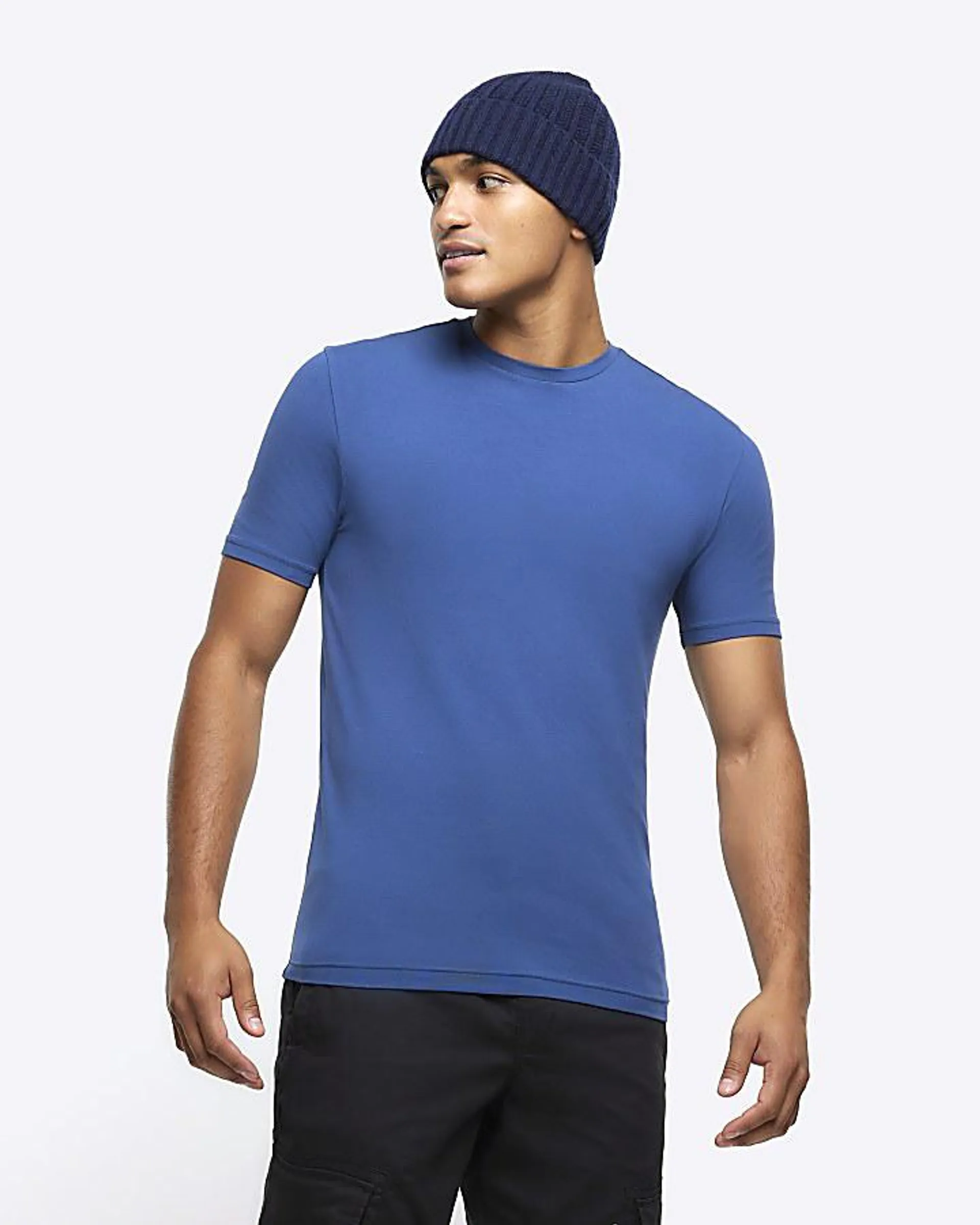 Blue muscle fit t-shirt