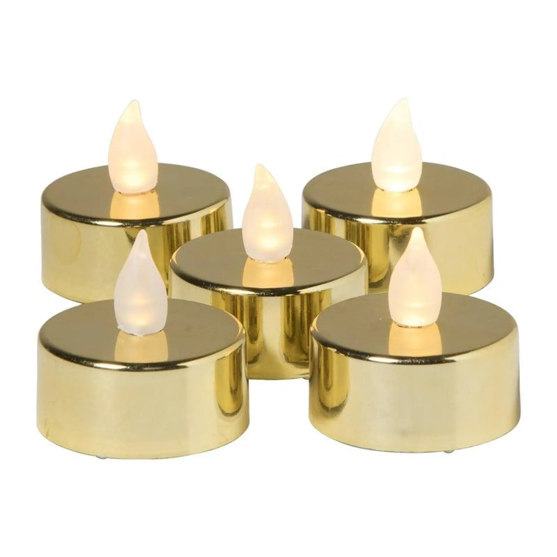 LED waxinelichten - goud - set van 5