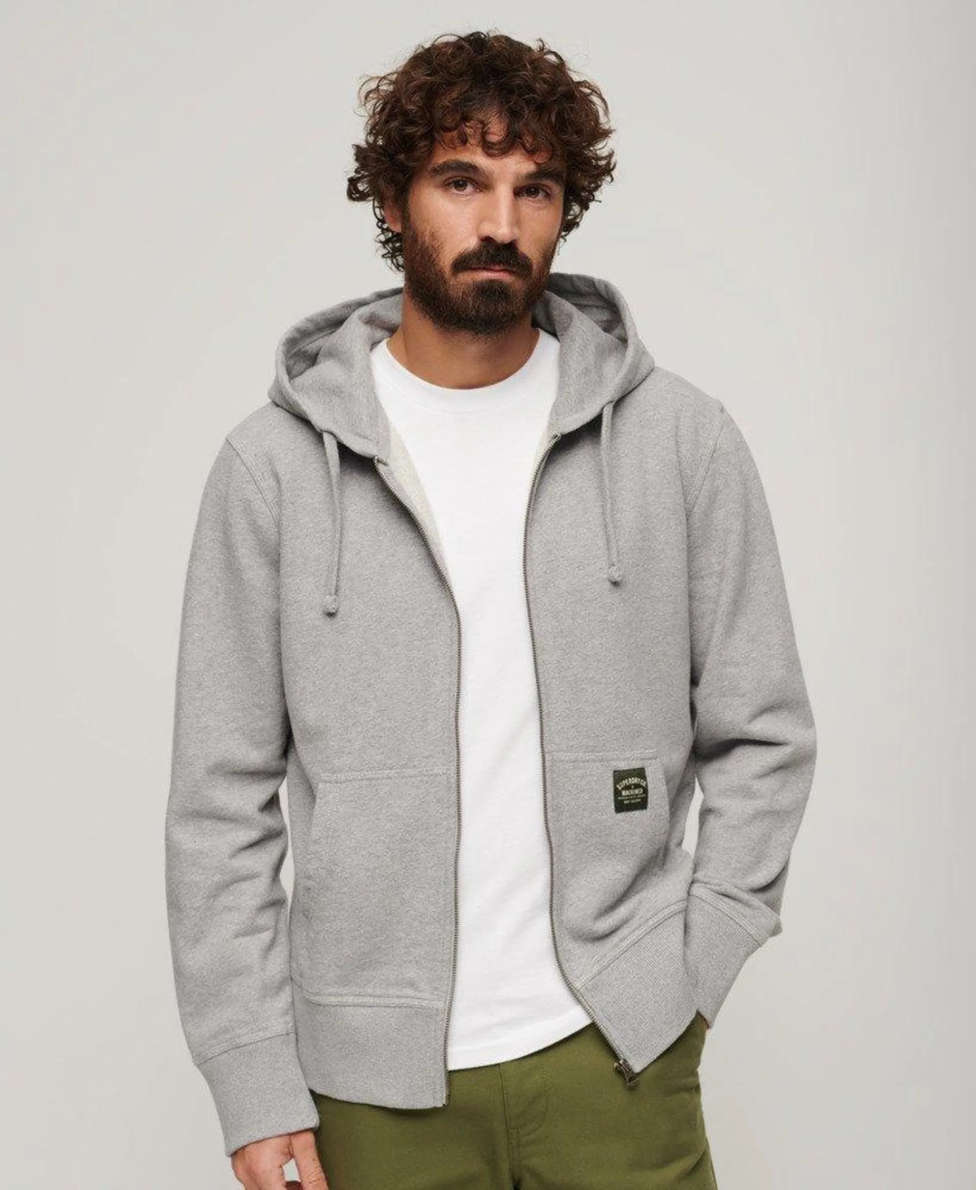 Relaxte hoodie met contrasterende stiksels en rits