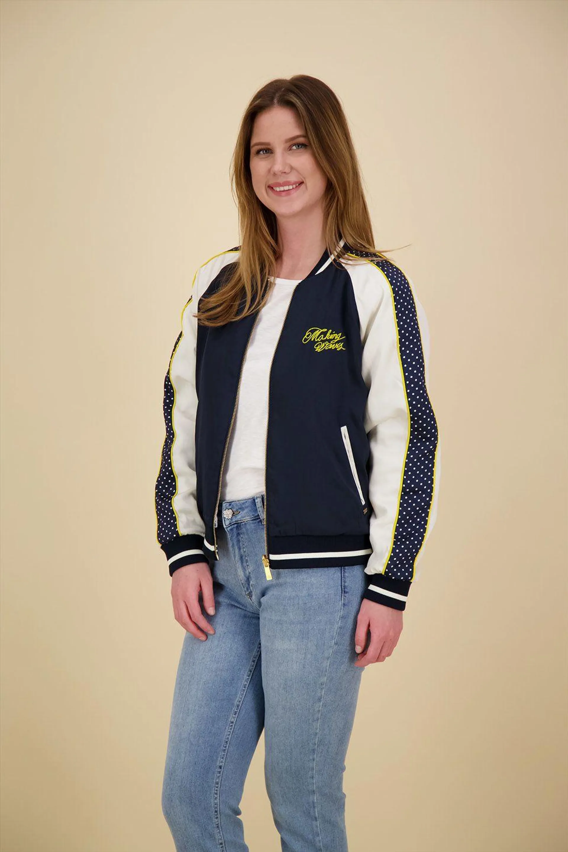 Bomberjacket Embroidered Blauw