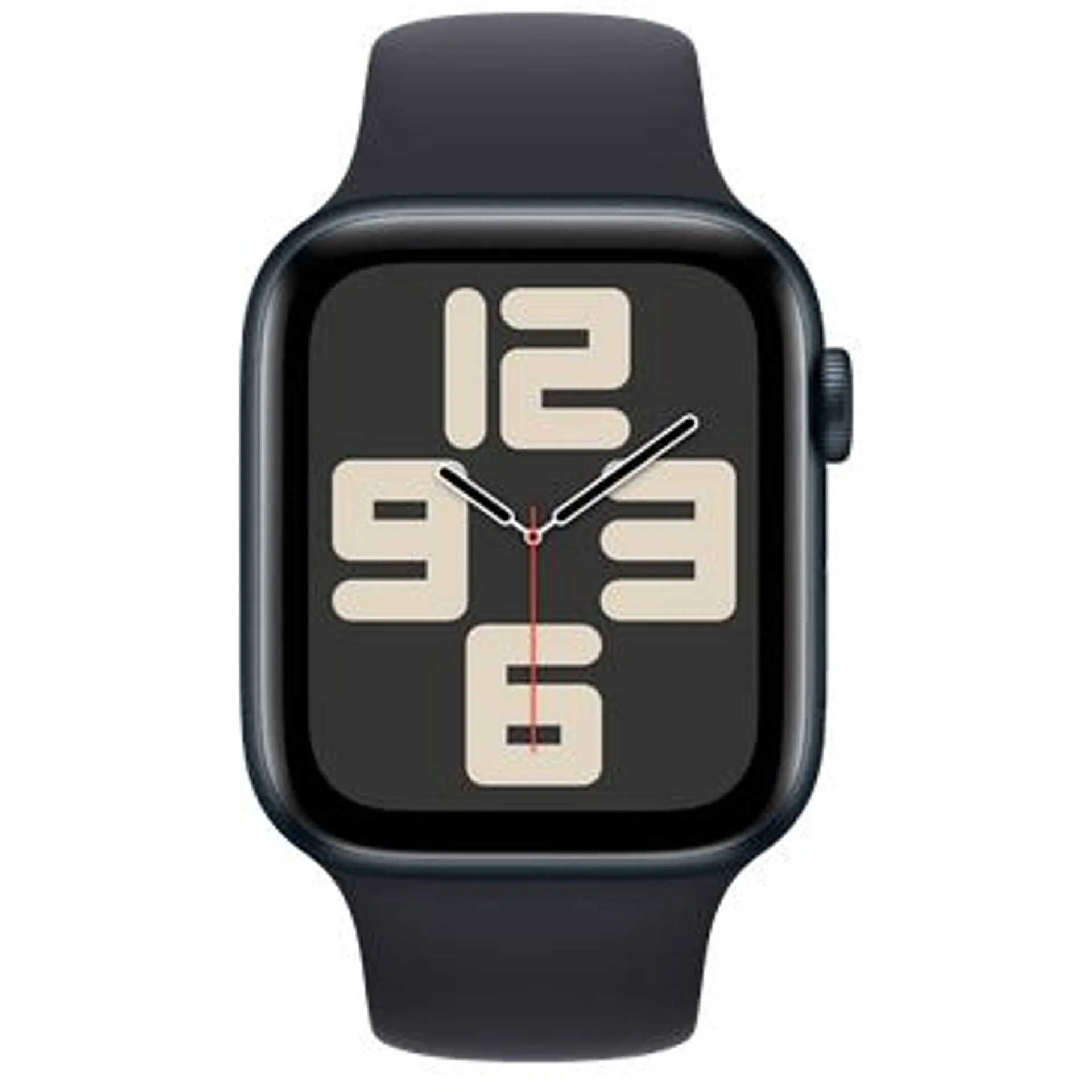 Apple Watch SE 2023 44mm Zwart (Zwarte Siliconenband M/L)