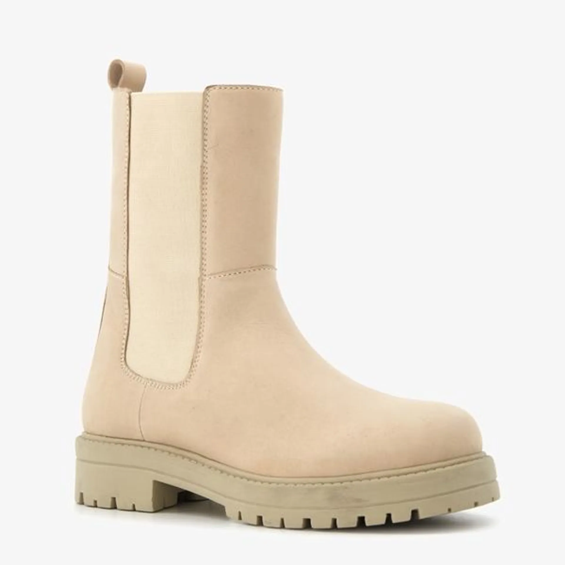 Groot leren meisjes Chelsea boots beige