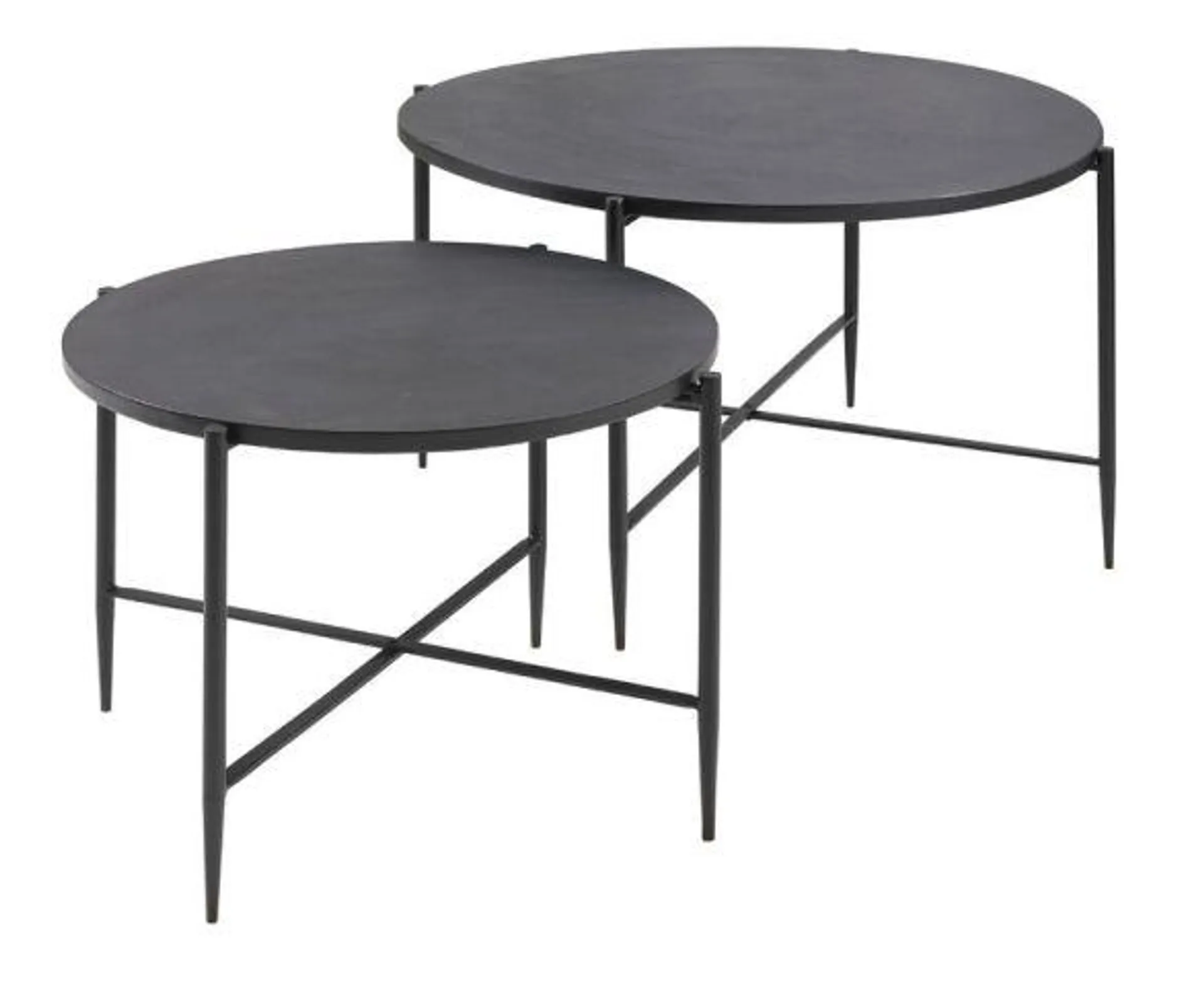 Salontafel Pilunio (set van 2) rond 84/64 zwart