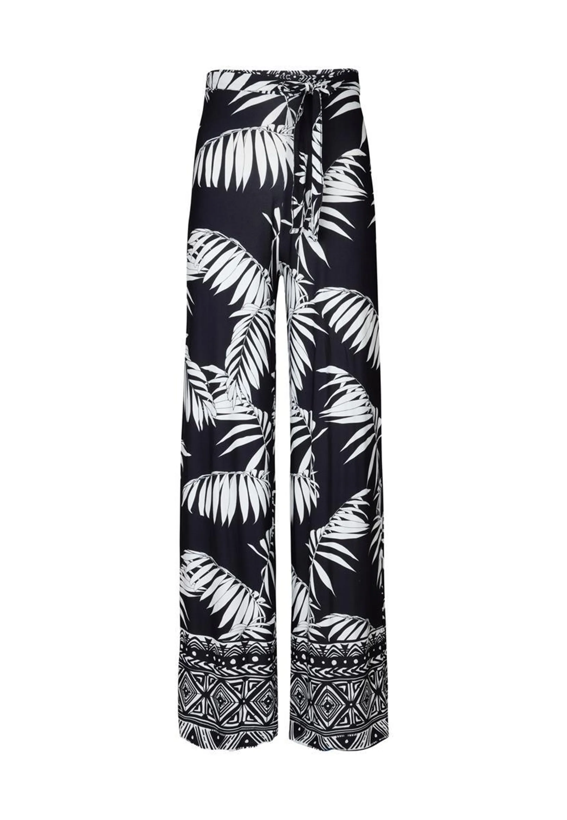 Broek wide leg print zwart 36"