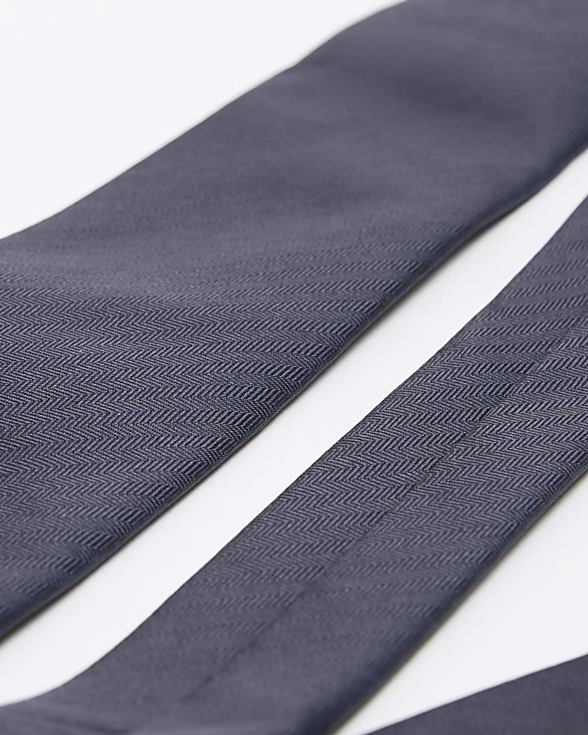 Navy Herringbone Tie