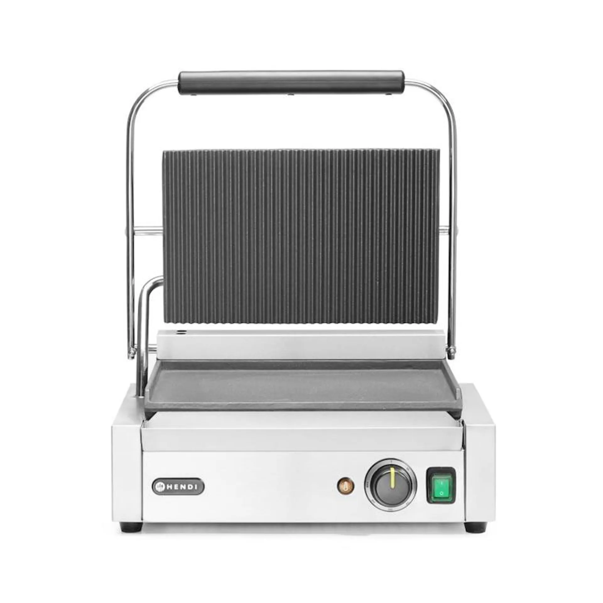 Contactgrill Panini, HENDI, boven geribd, onder glad, 230V/2200W, 430x370x(H)210mm