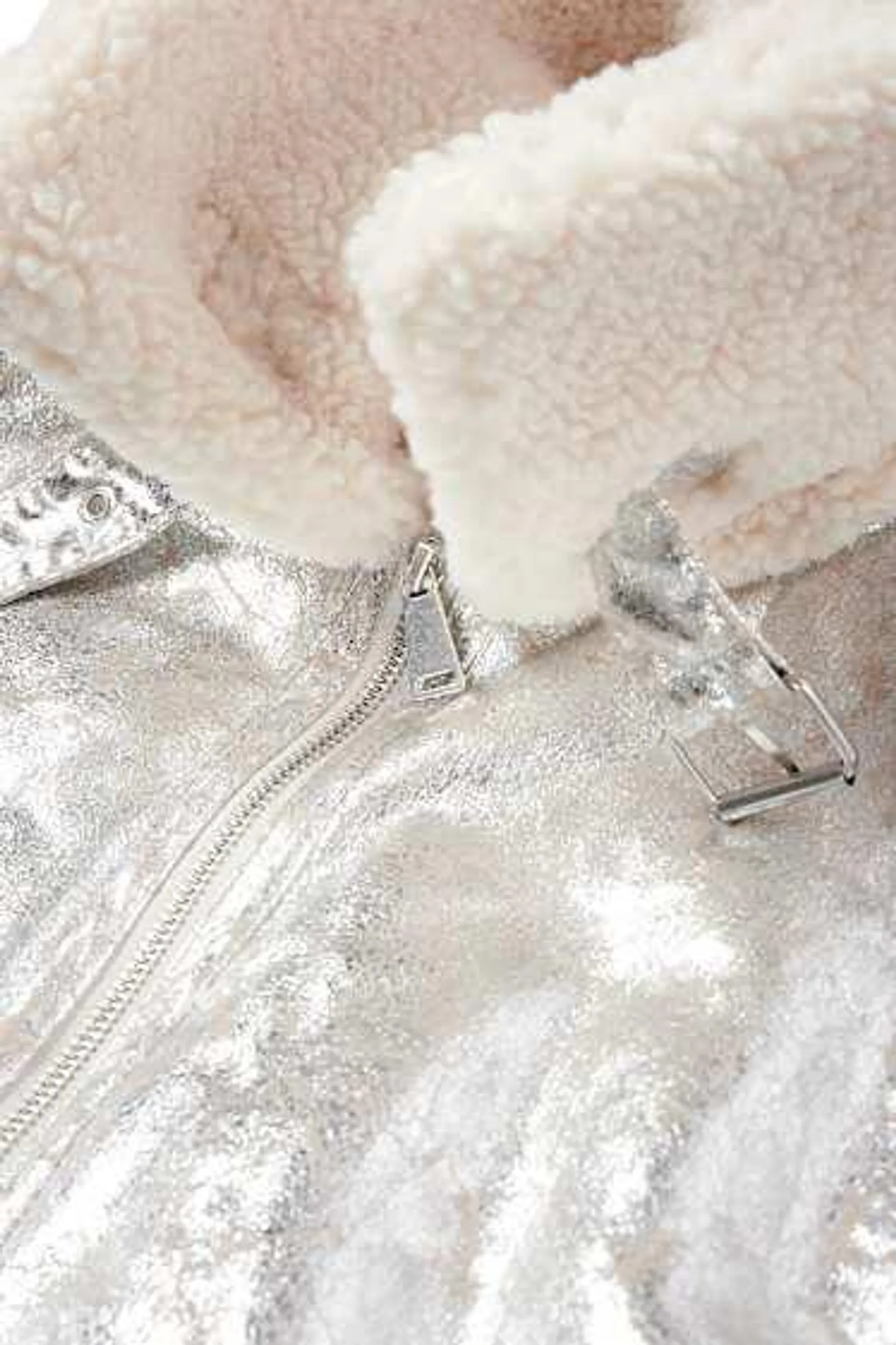 Faux shearling jacket - shiny