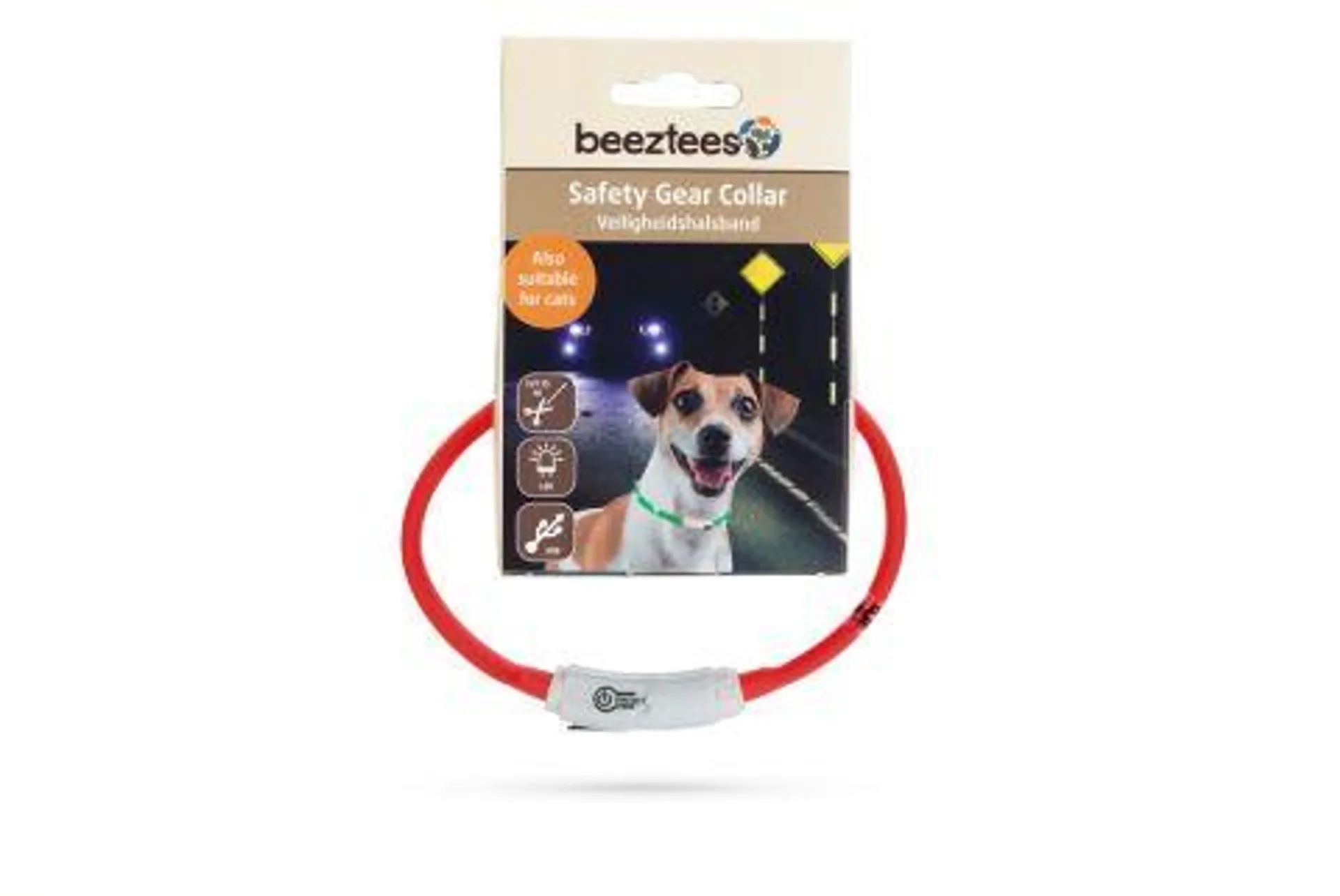 Beeztees Dogini USB - Lichtgevende Halsband - Hond - Rood - Siliconen - 35cm x 10mm