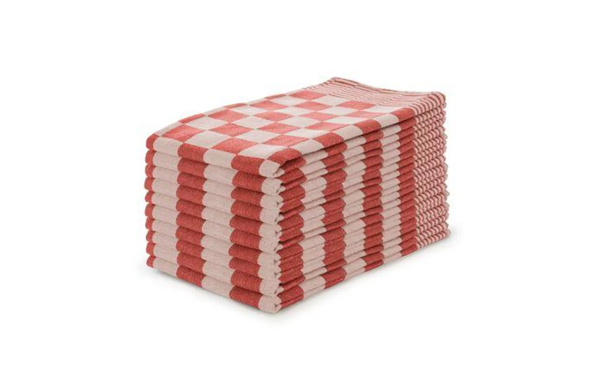 Eleganzzz Theedoekenset Blok 65x65cm - rood - set van 10