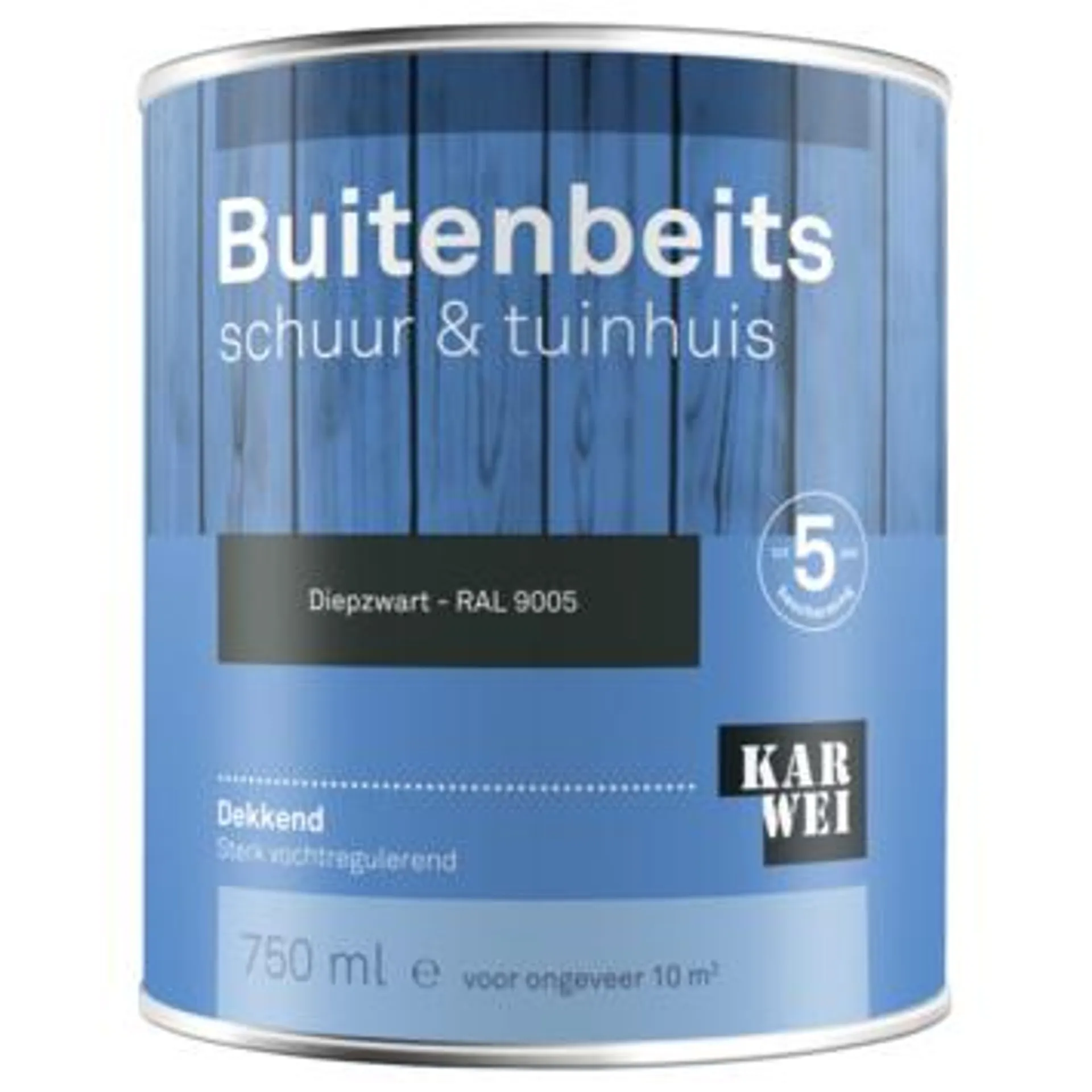 KARWEI buitenbeits schuur & tuinhuis dekkend RAL 9005 diepzwart 750 ml