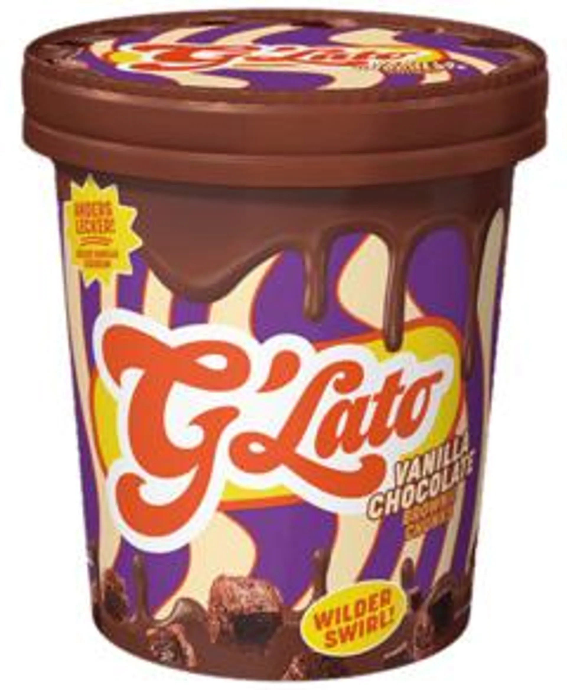 2 bekers G'Lato Pint IJs Vanille-Brownie 465ml