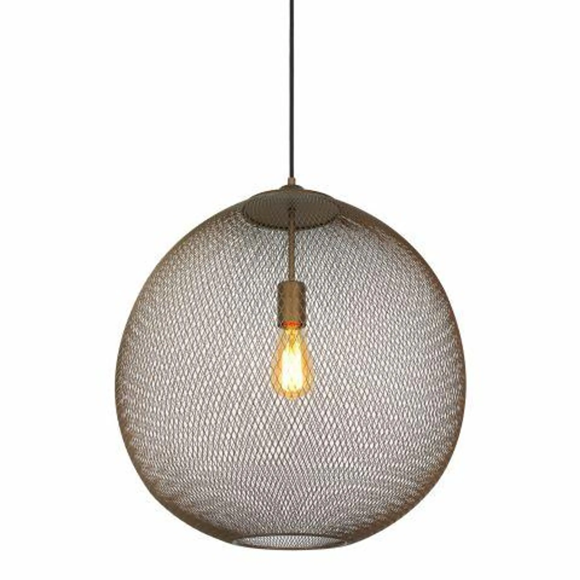 Hanglamp Maroggia bruin rond 50cm koper 1-lichts