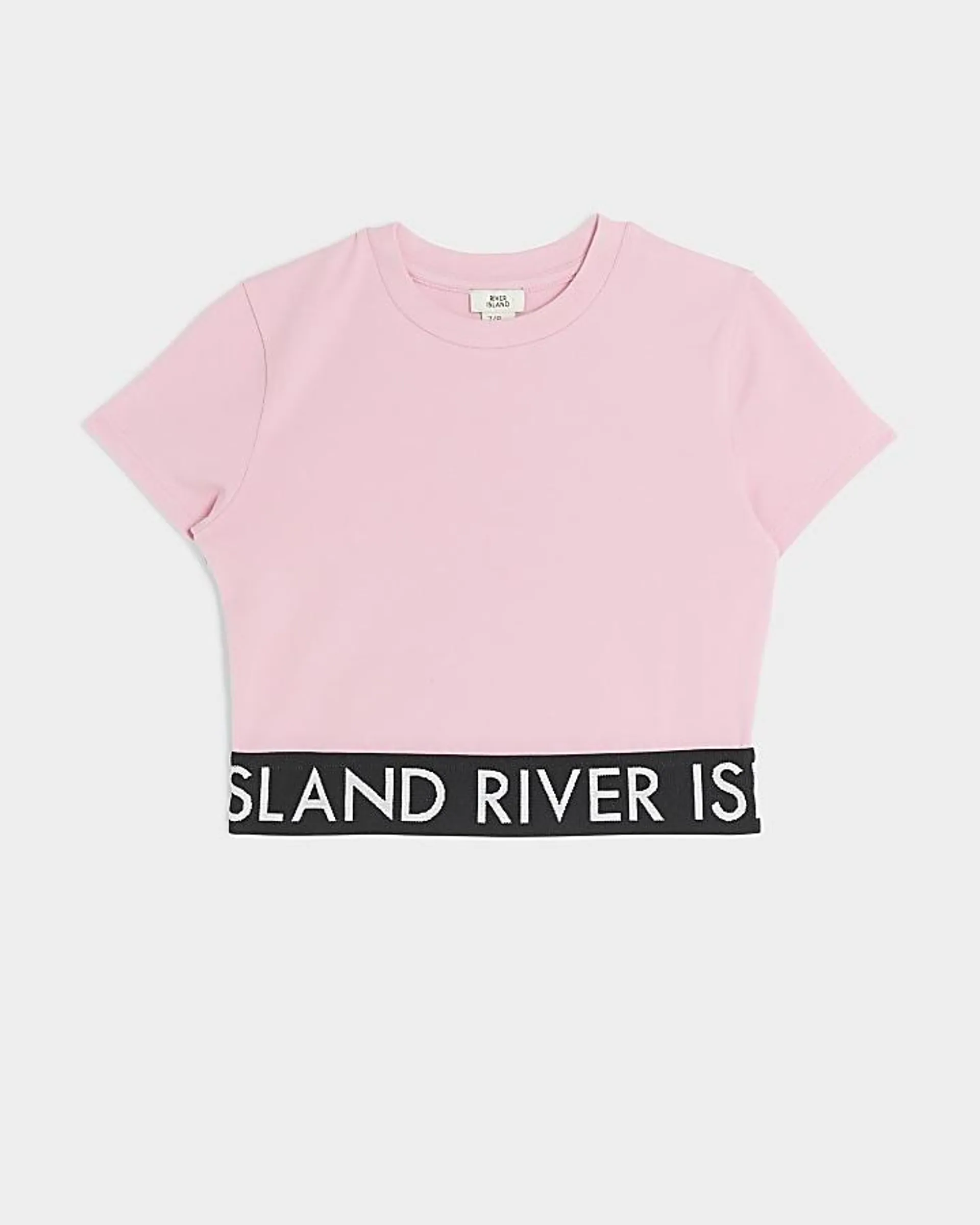 Girls pink RI waistband t-shirt