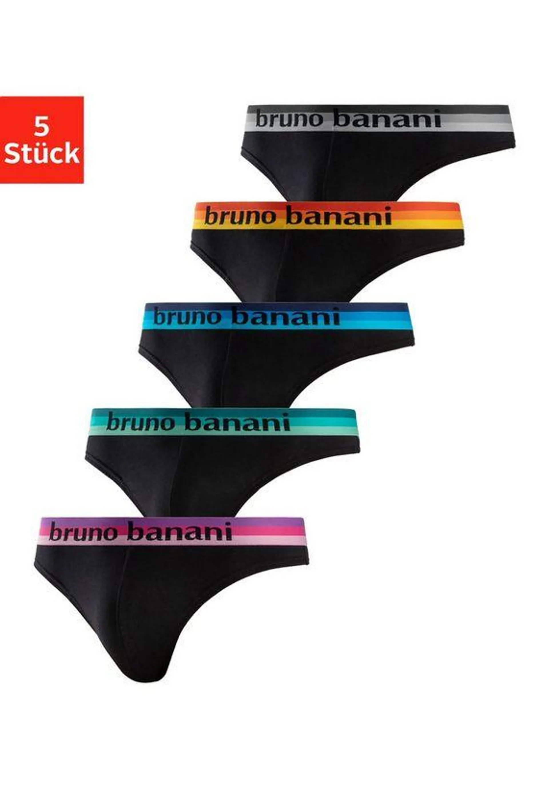 Bruno Banani String met gestreepte logoweefband (set, 5 stuks)