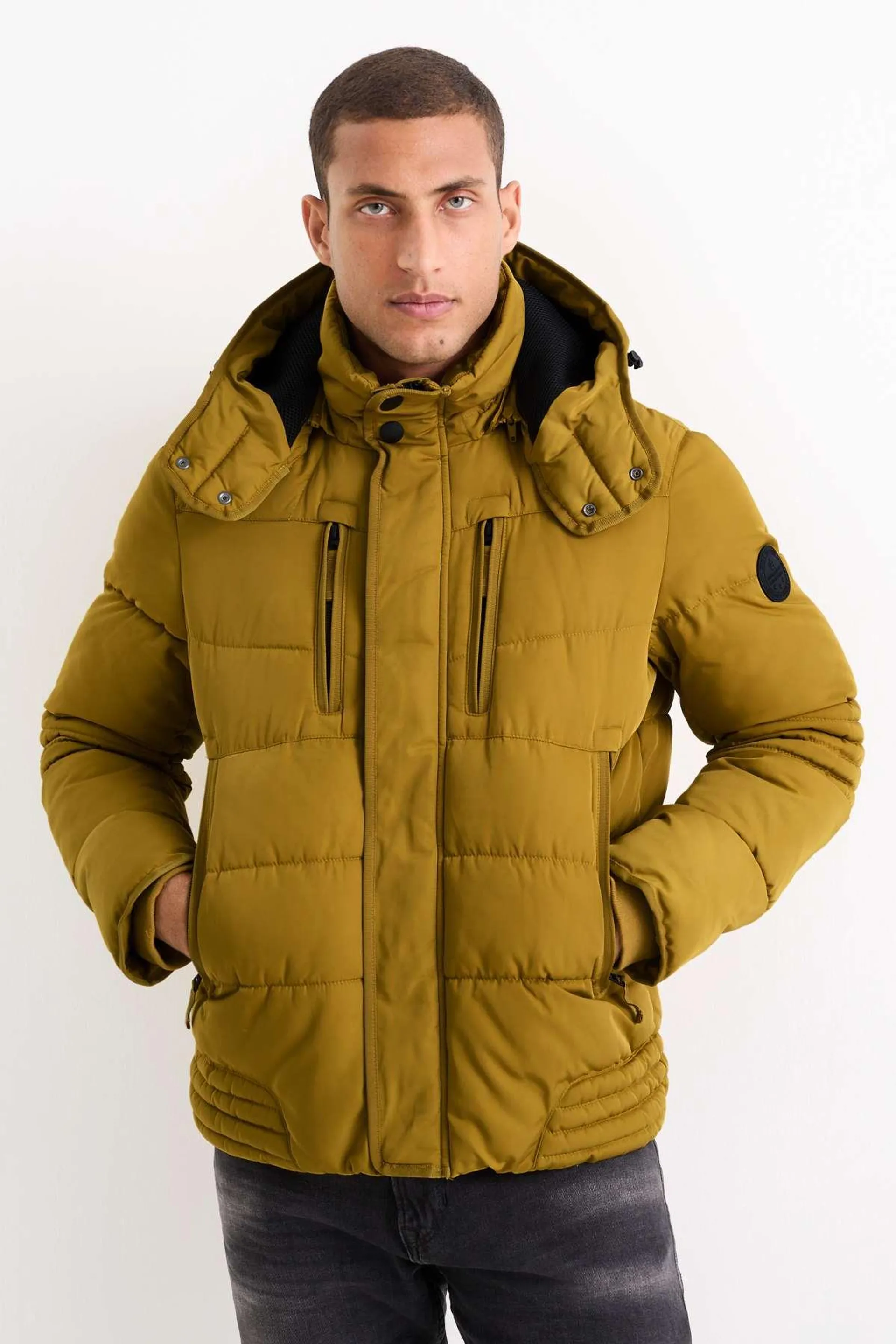 Quilted jacket with hood - water-repellent