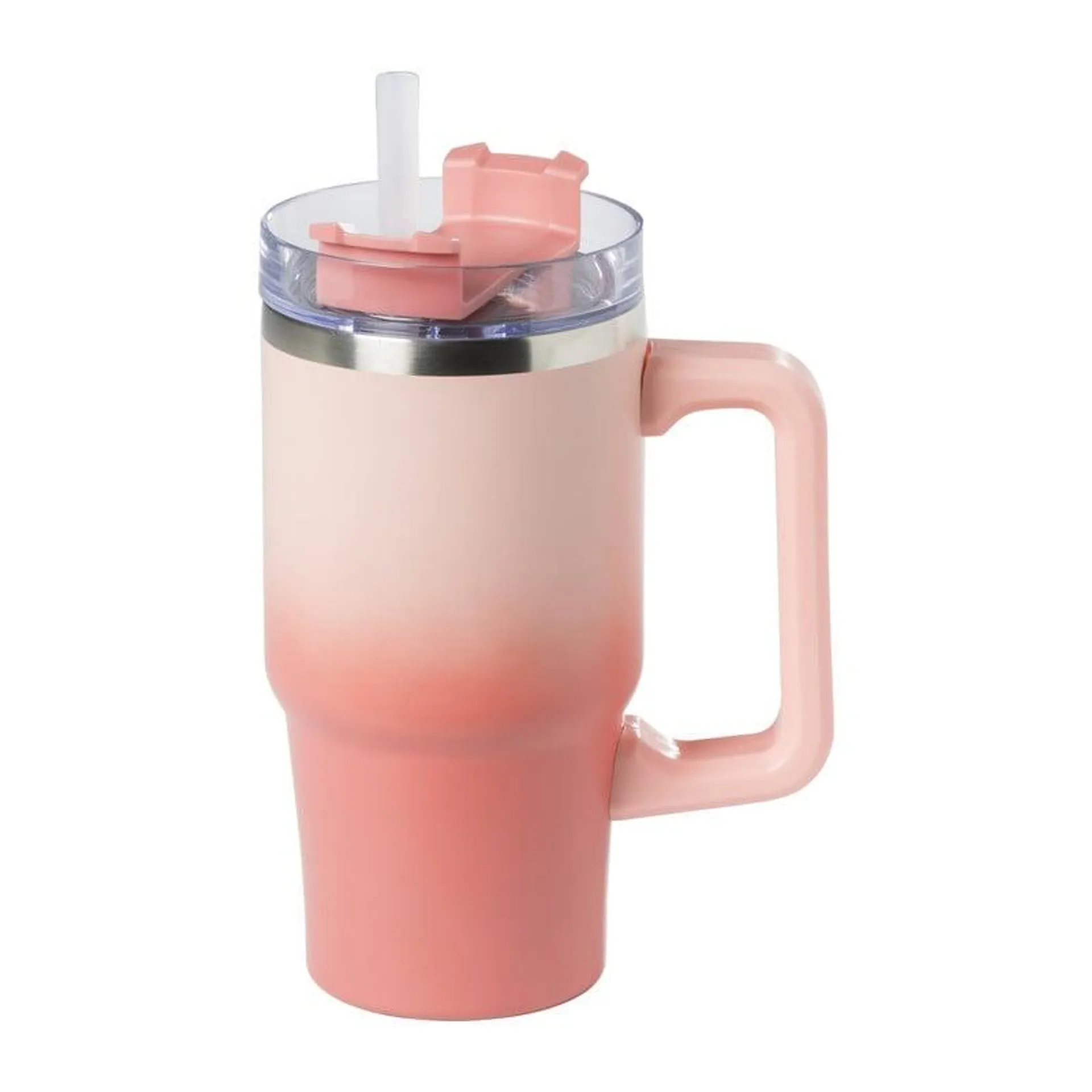 Drinkbeker thermo met draaideksel - roze - 600 ml