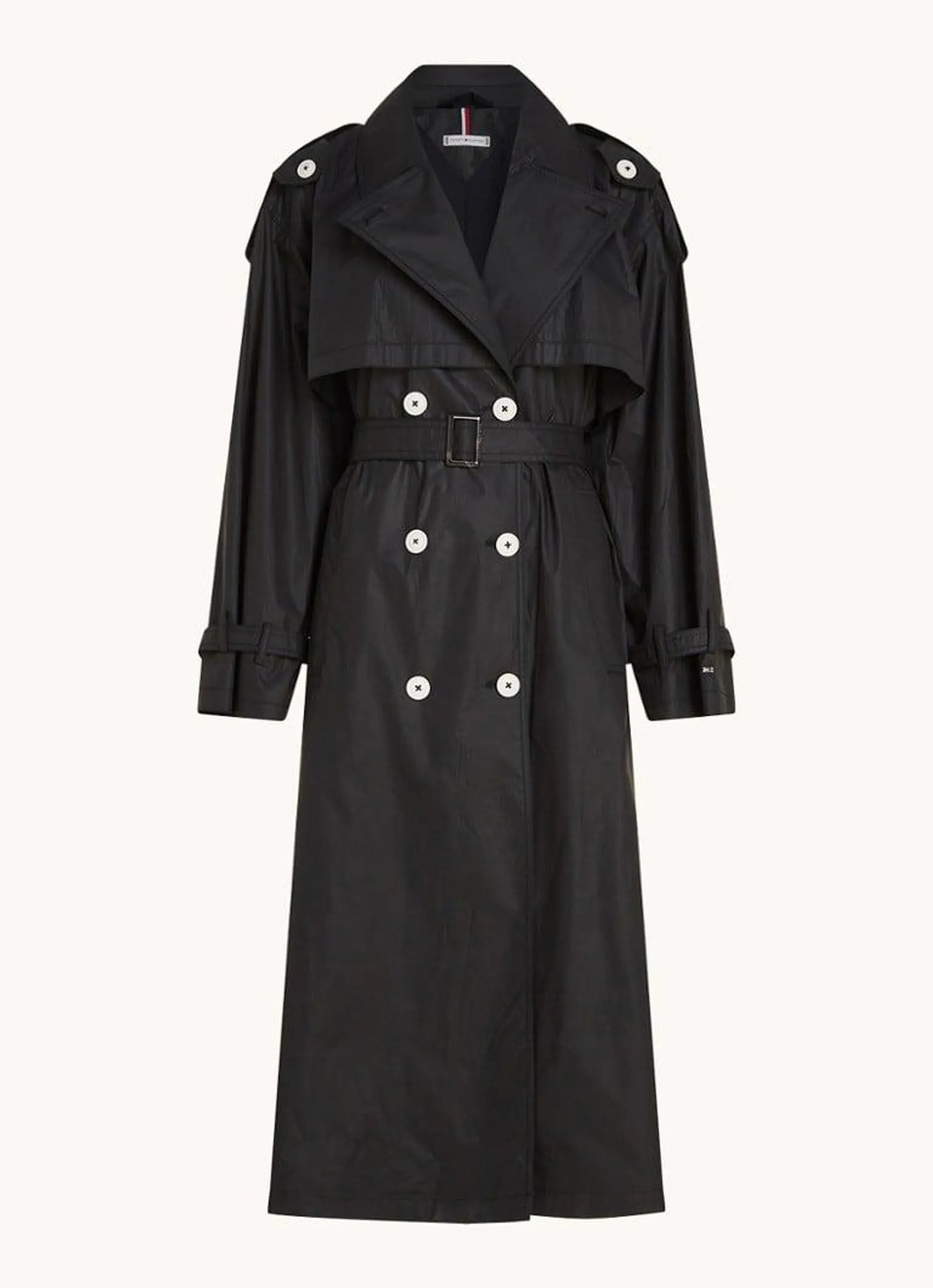 Double-breasted trenchcoat met strikceintuur