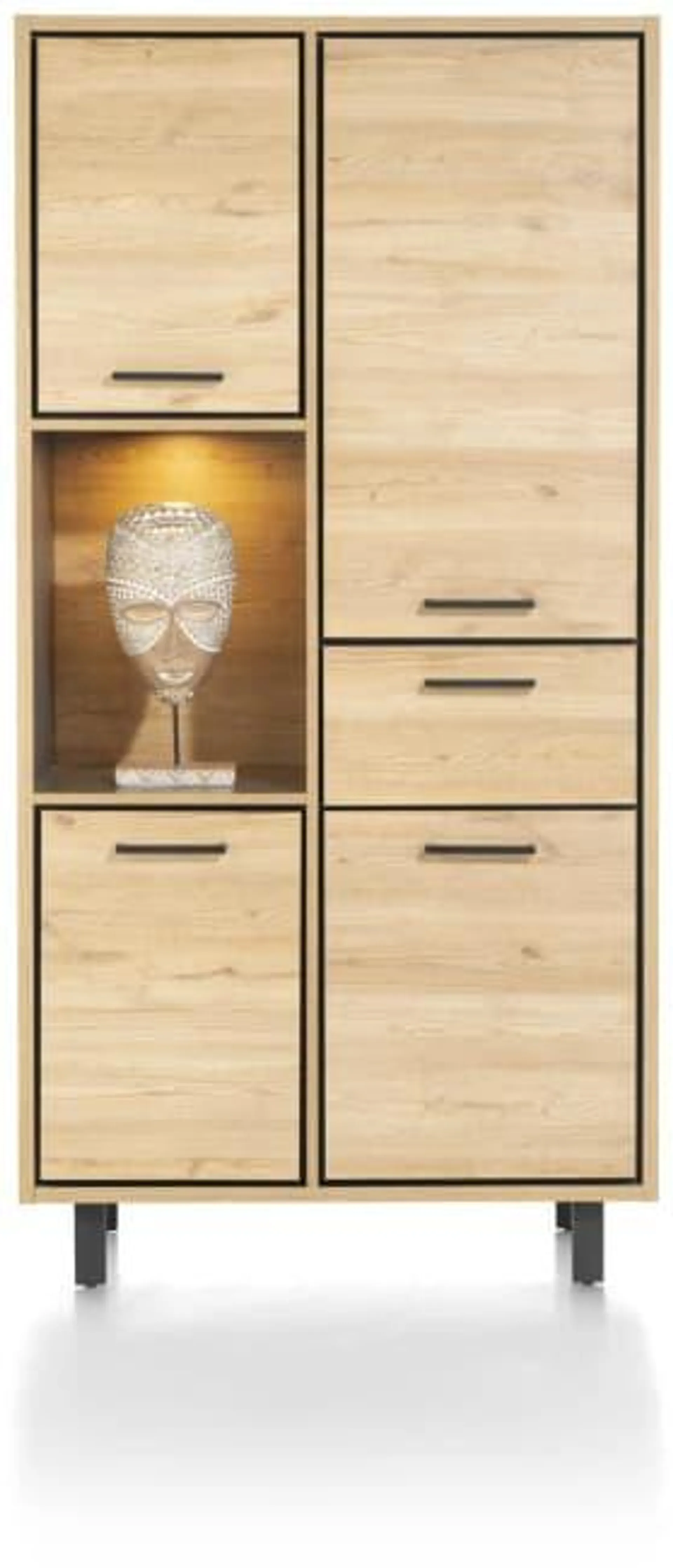 bergkast 100 cm - 4-deuren + 1-lade + 1-niche (+ LED)