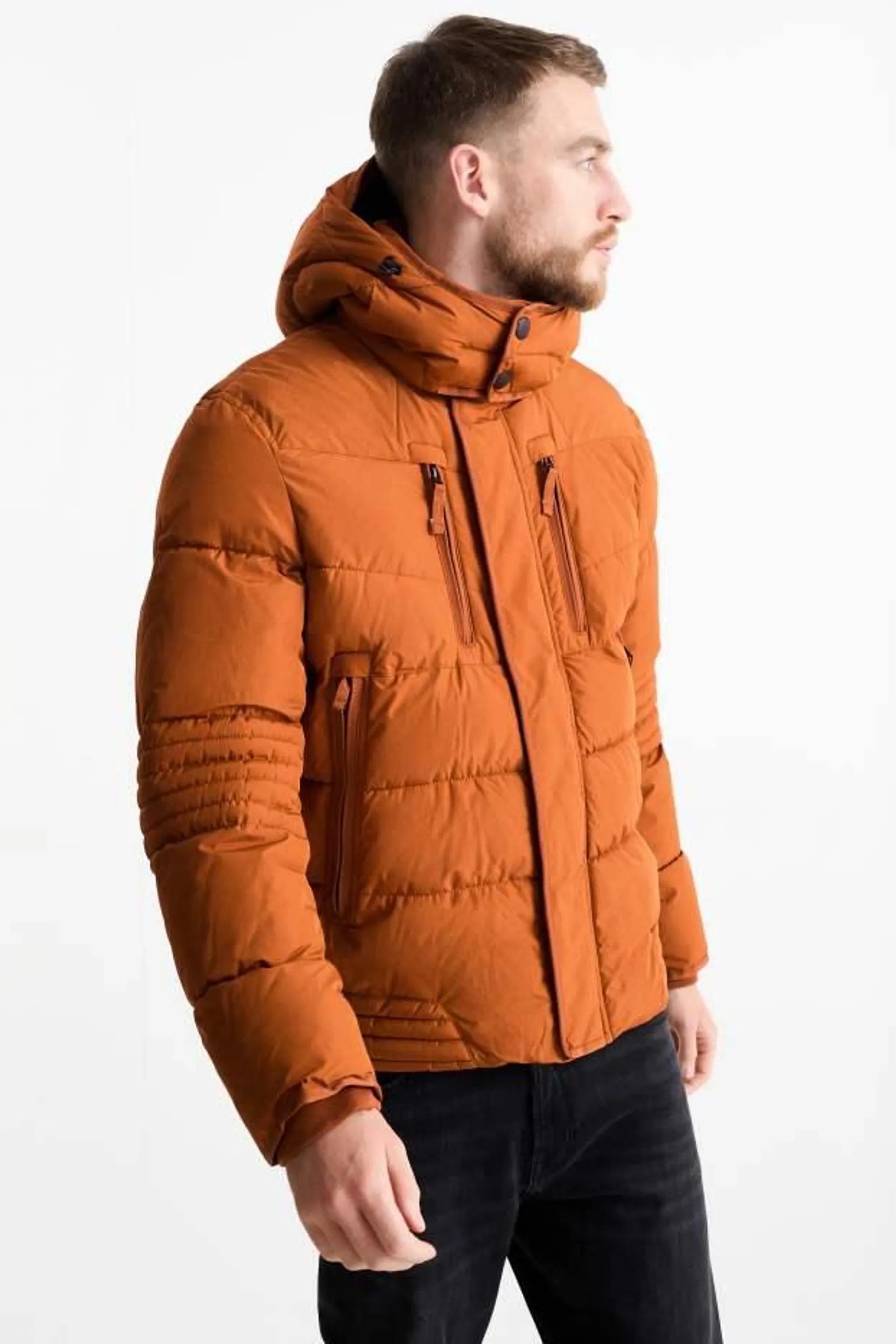 Quilted jacket with hood - water-repellent