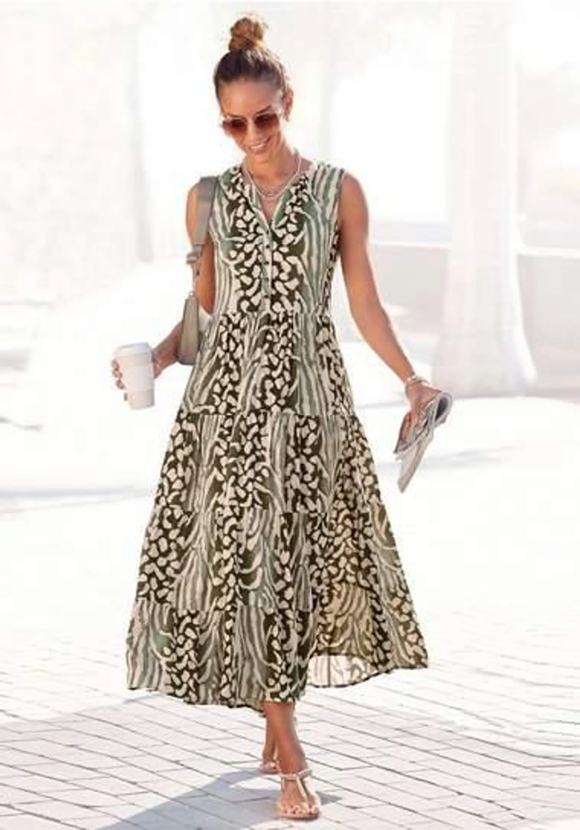 Lascana Maxi-jurk met animal print en knoopsluiting, zomerjurk, strandjurk