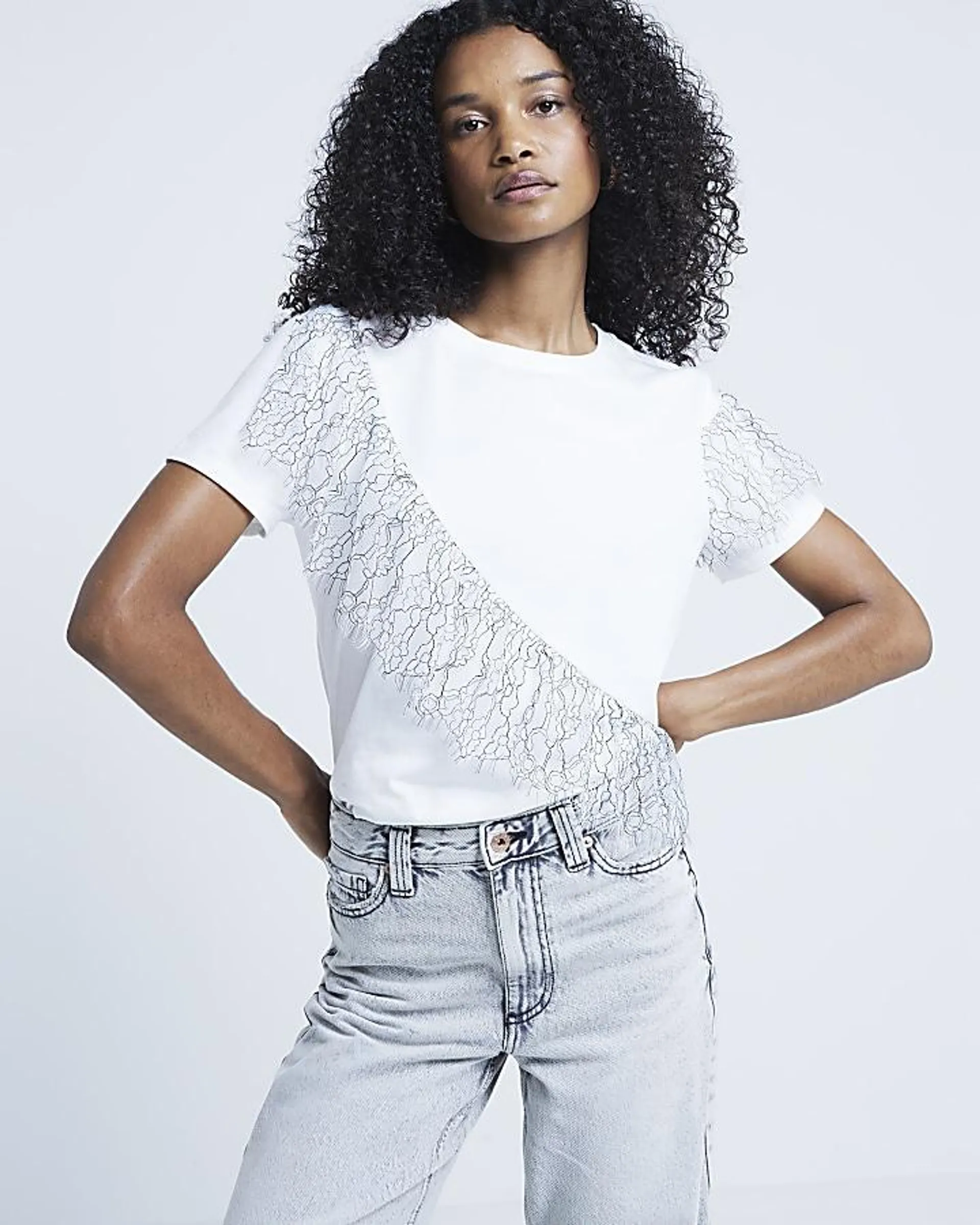 White lace frill t-shirt