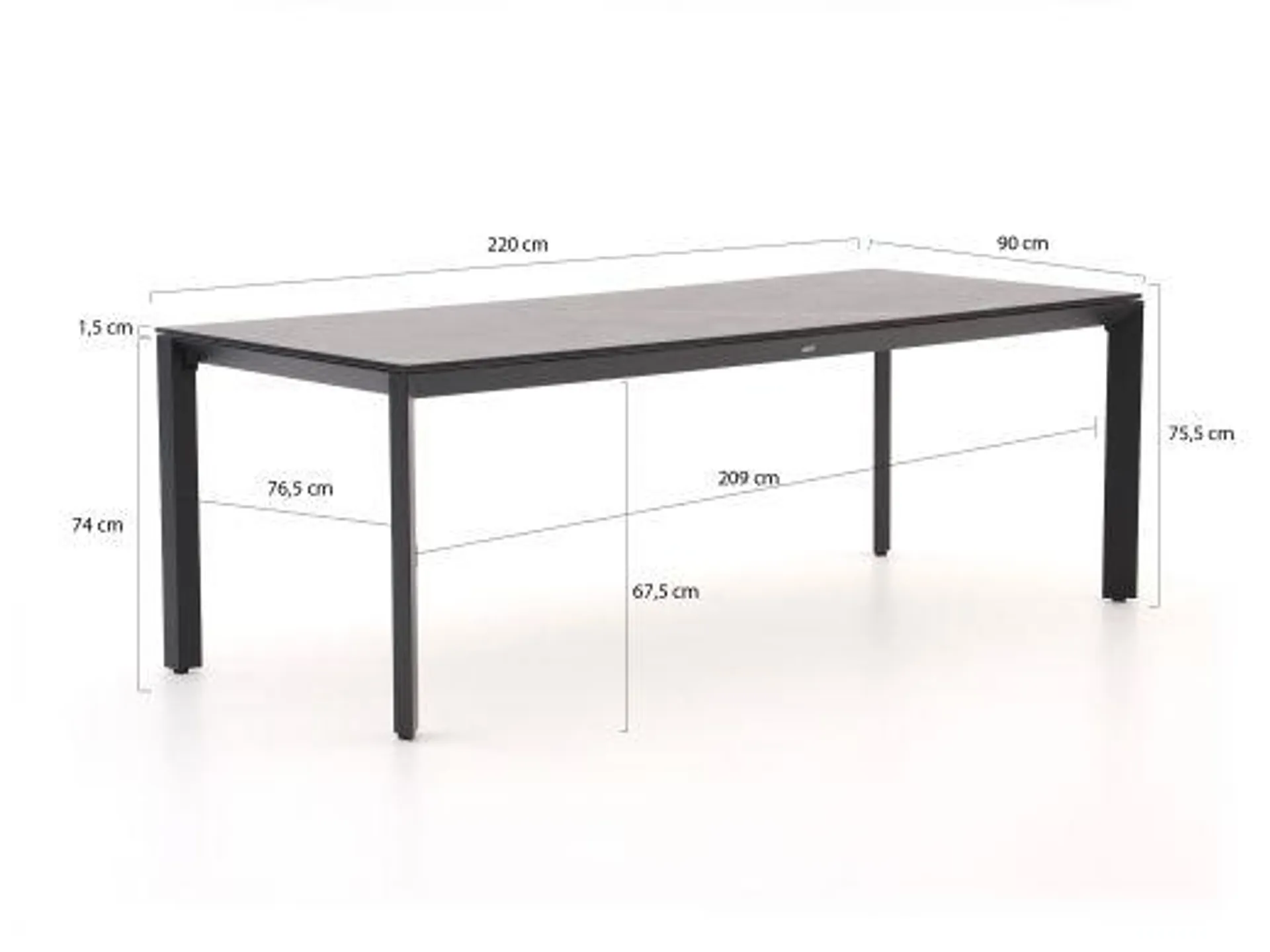 Bellagio Rumo/Sestino 220cm dining tuinset 7-delig stapelbaar