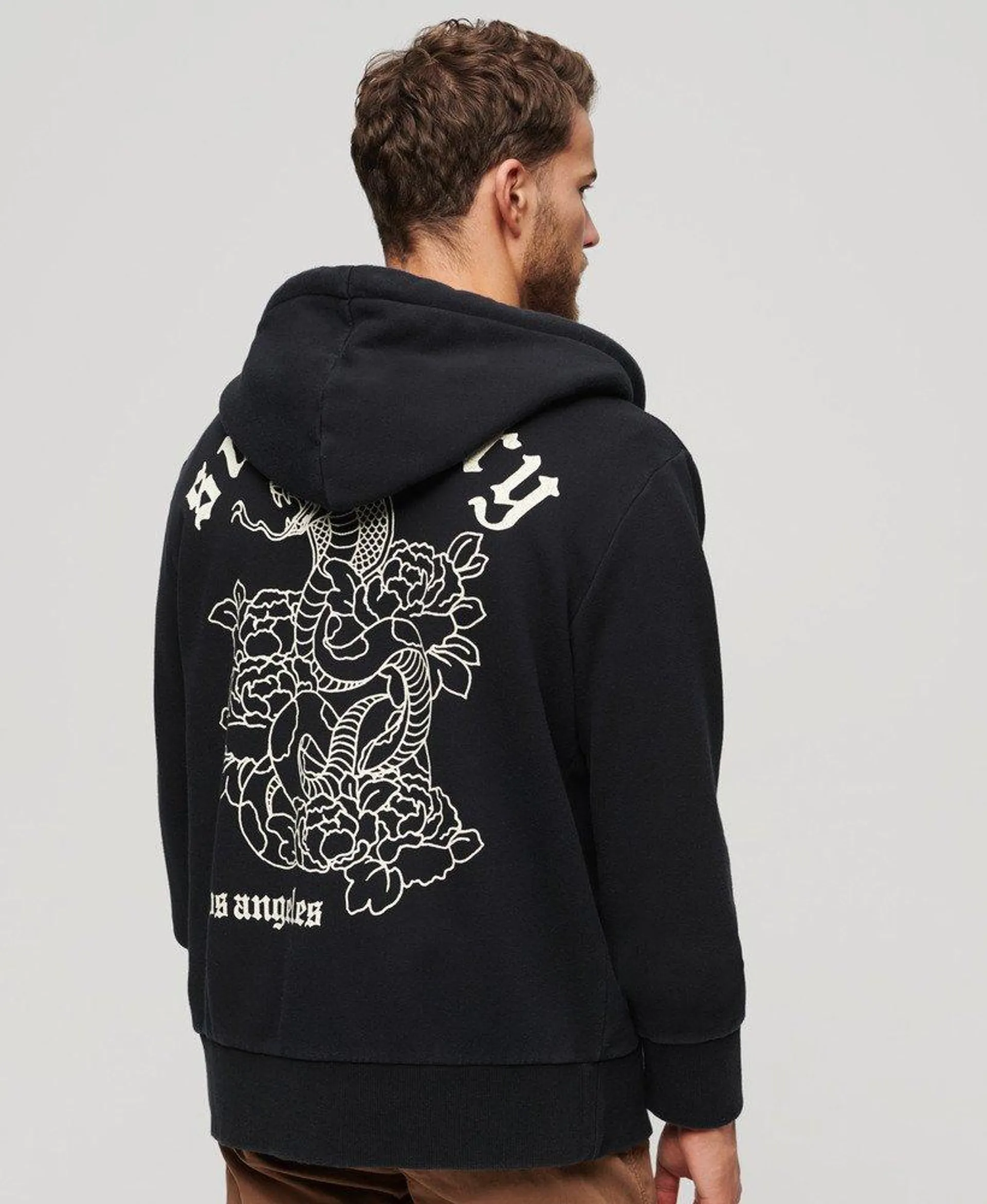 Losvallende Tattoo hoodie met print