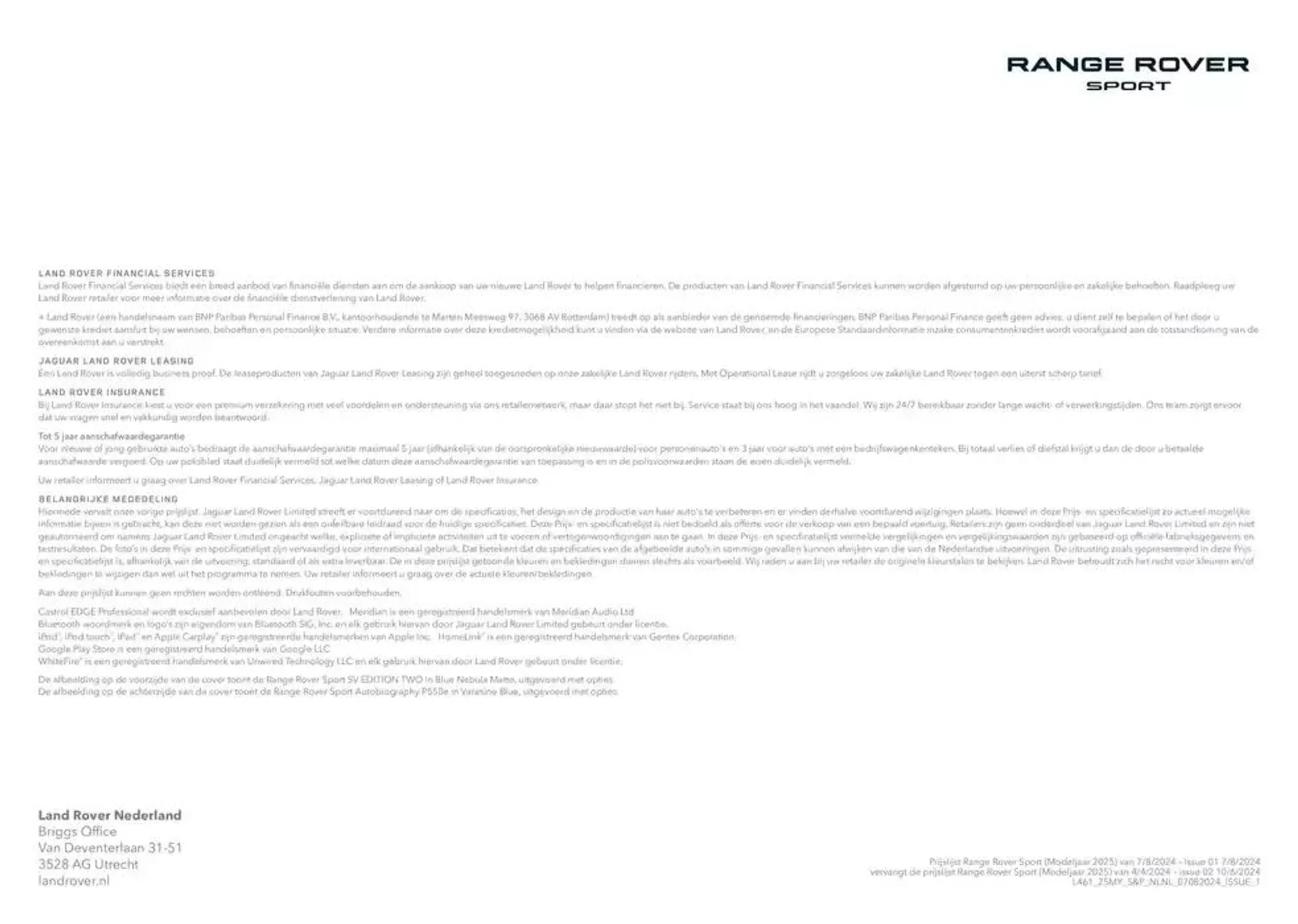 Range Rover Sport van 20 november tot 30 juni 2025 - Folder pagina 20