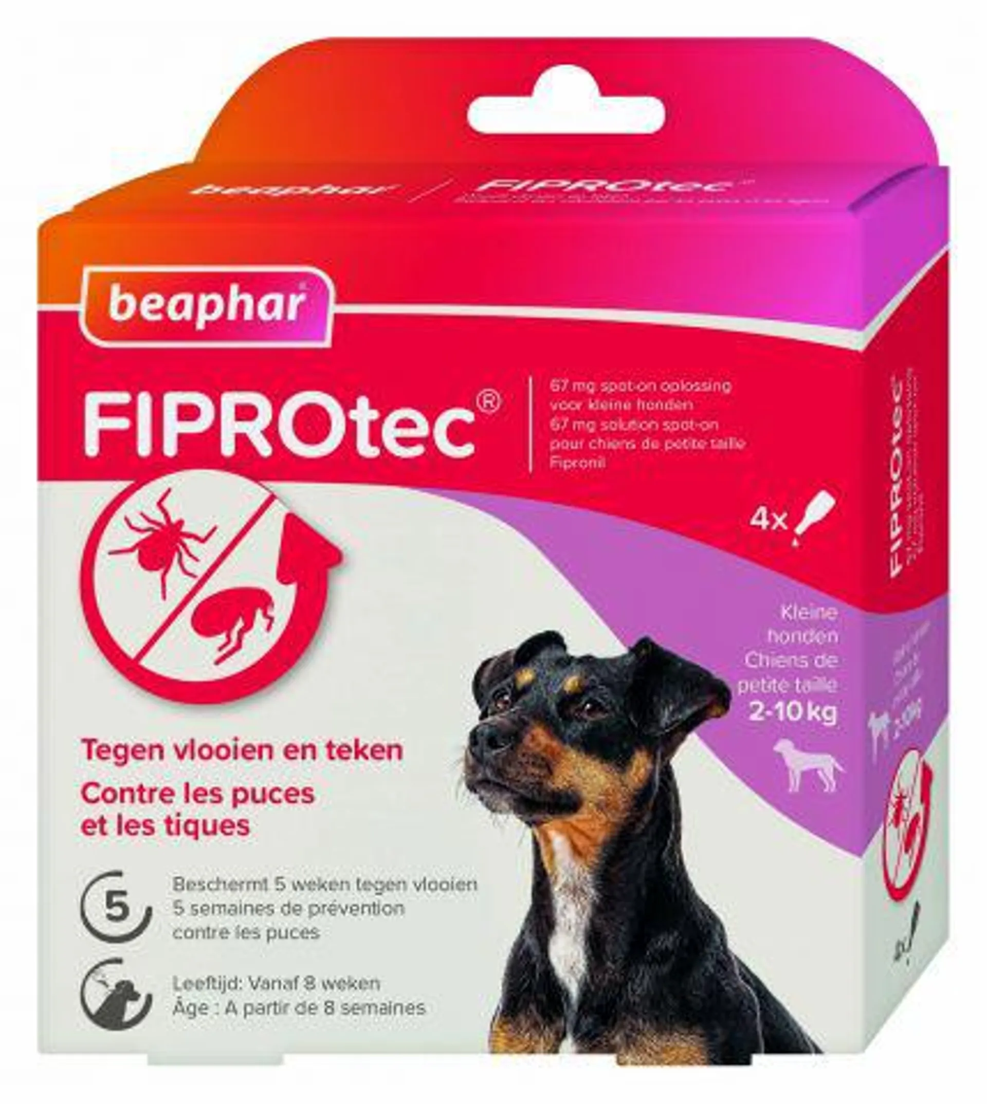 Beaphar Fiprotec Pipet - Anti Vlooien en teken - Hond - 2-10kg - 4 stuks